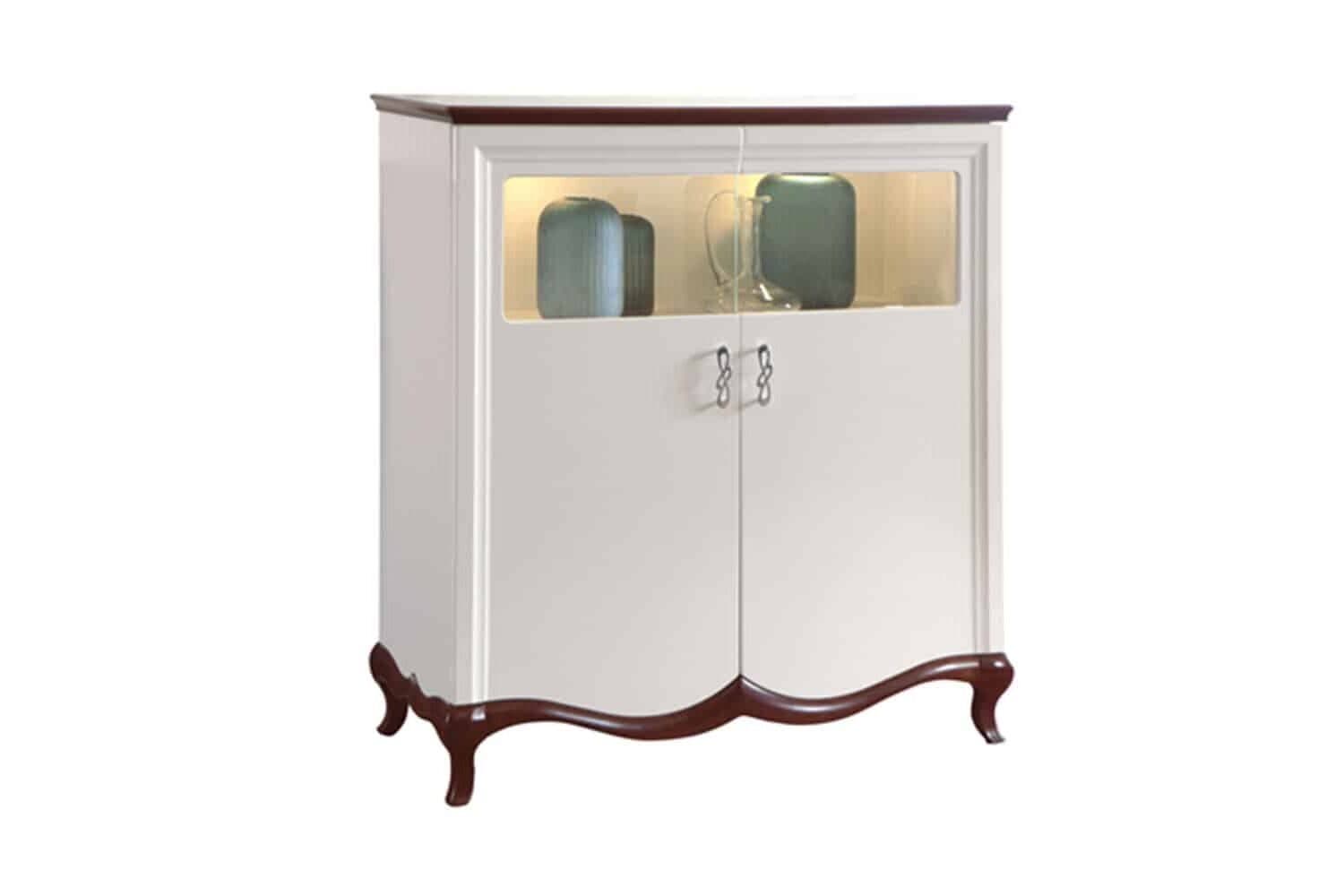 Bufet Milan I, Lemn Masiv, Alb-Nuc, 114 x 46,5 x 123 cm