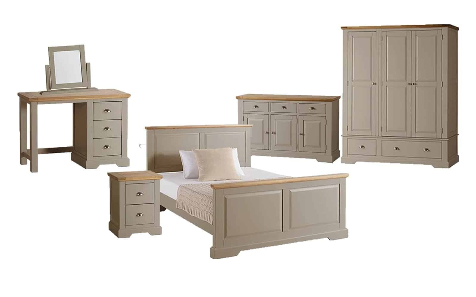 Set Dormitor Ives, Personalizabil, Lemn Masiv, Gri