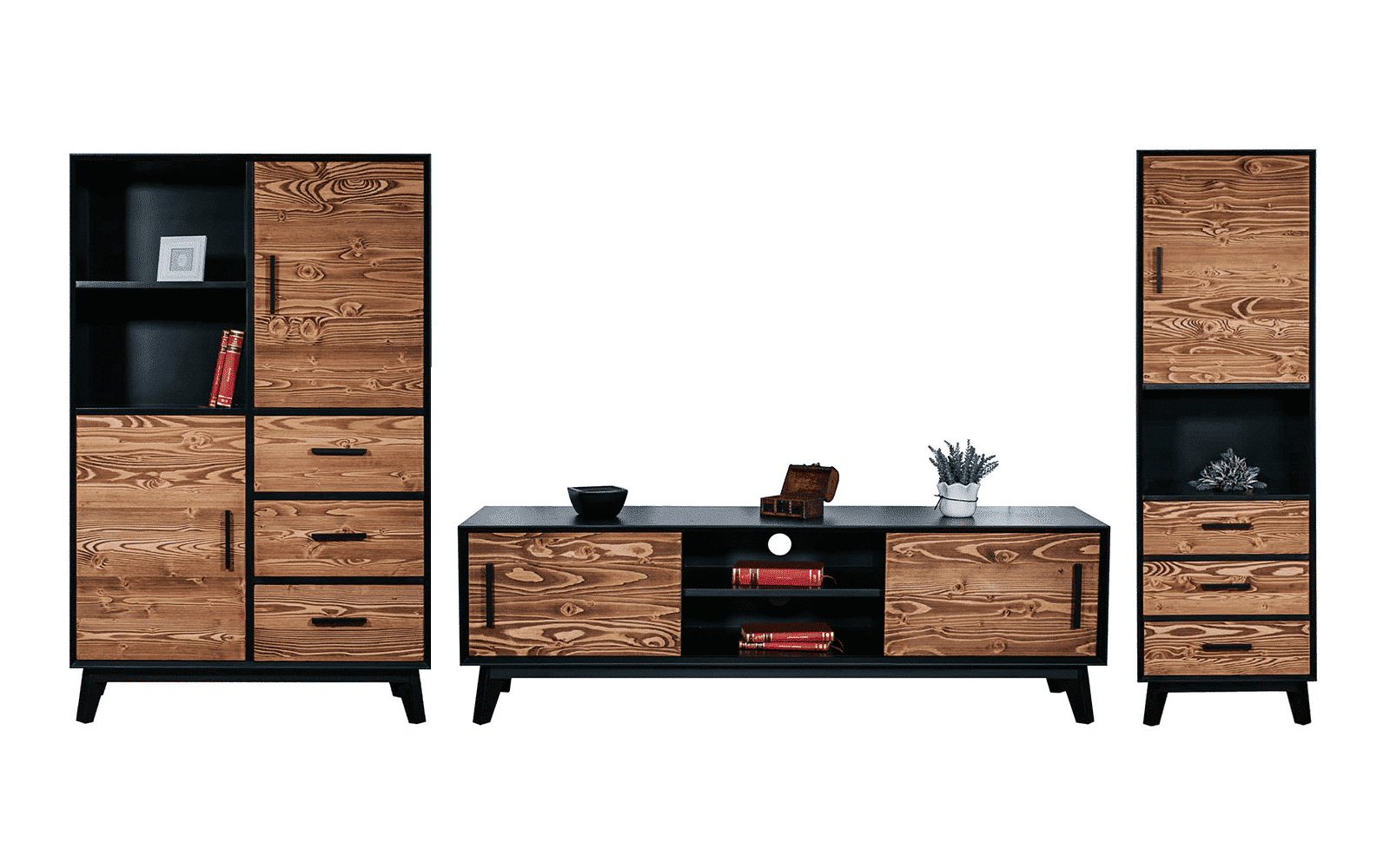 Set Living Timeless I, Lemn Masiv, Natur-Negru
