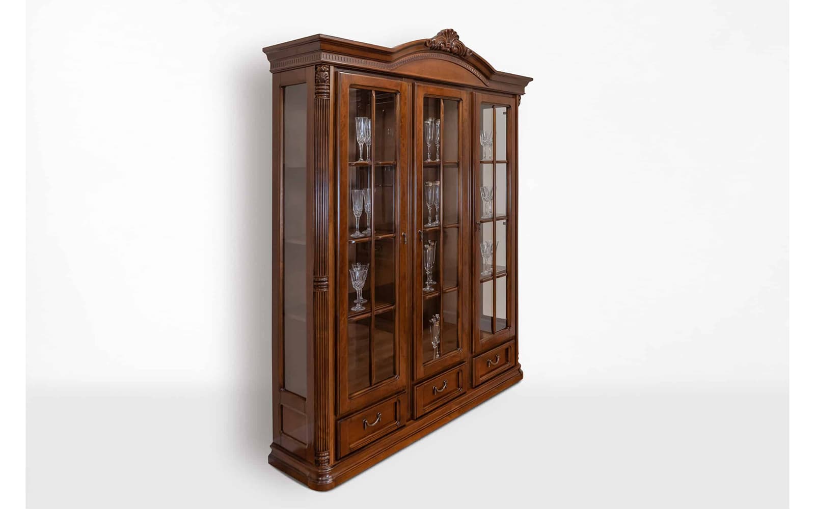 Vitrină Briston, 3 Uși, Lemn Masiv, 178 x 44.5 x 218 cm