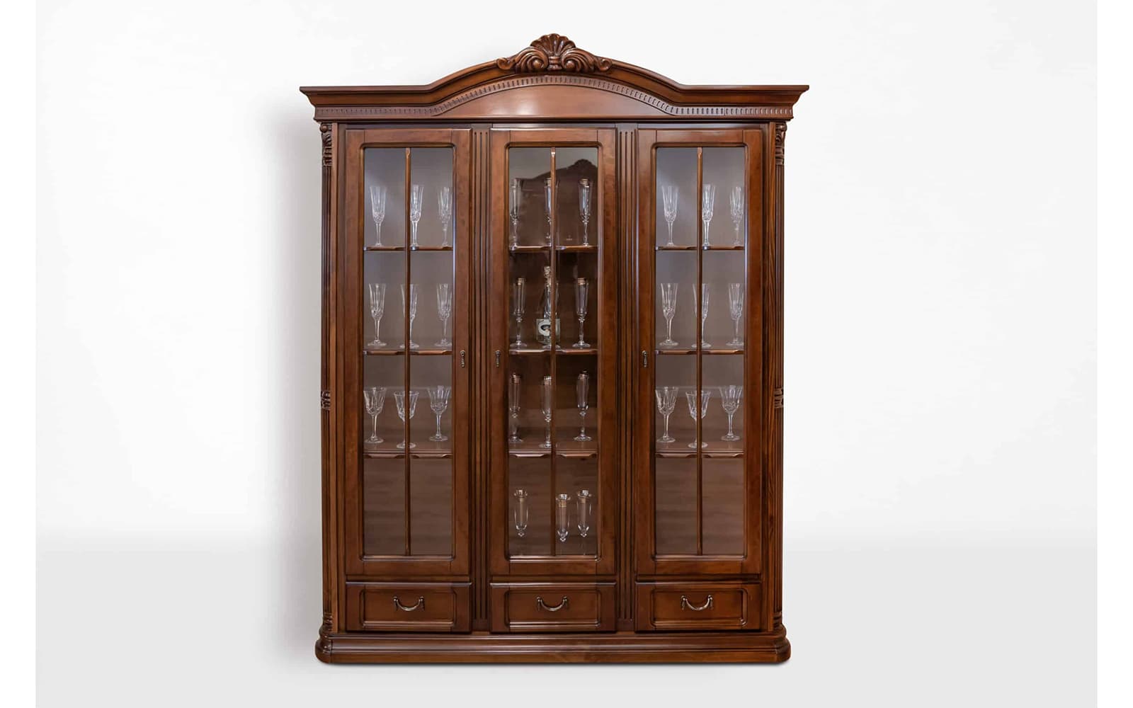 Vitrină Briston, 3 Uși, Lemn Masiv, 178 x 44.5 x 218 cm