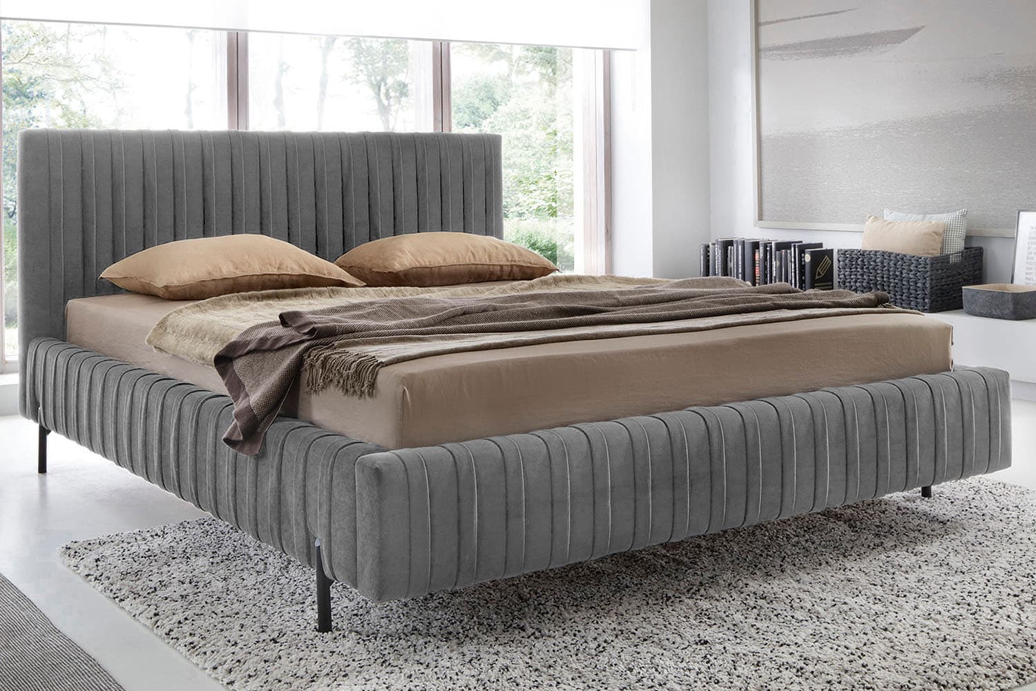 Pat Tapițat Plix, cu Ladă Depozitare, Personalizabil, 140/160/180 x 200 cm din lemn masiv