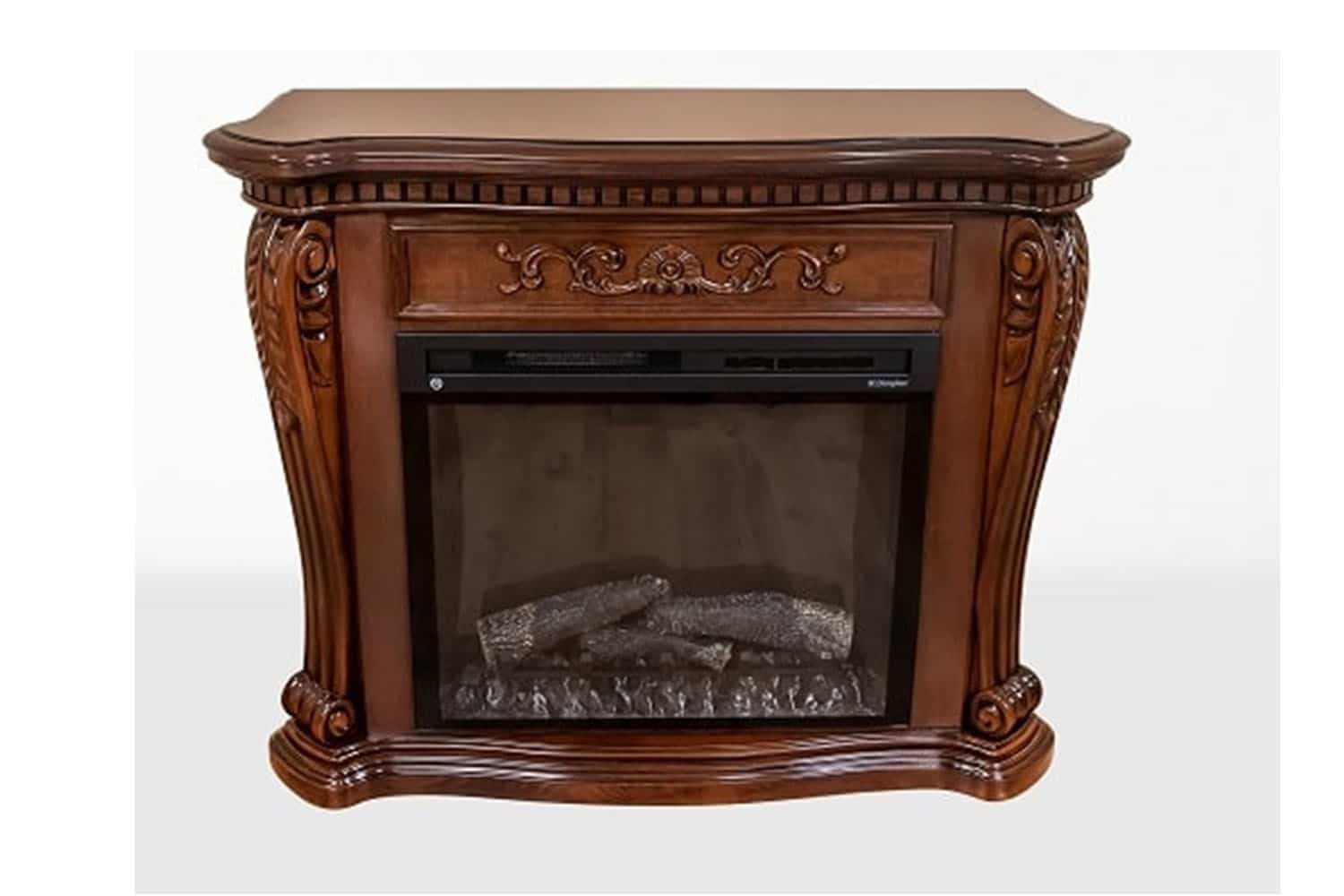 Masca Semineu Clasic, 117x40x93 cm, Lemn Masiv, Nuc