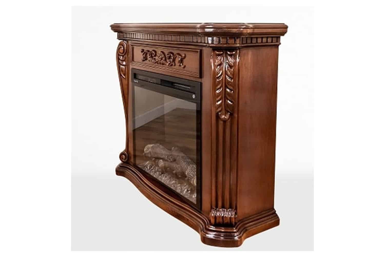Masca Semineu Clasic, 117x40x93 cm, Lemn Masiv, Nuc