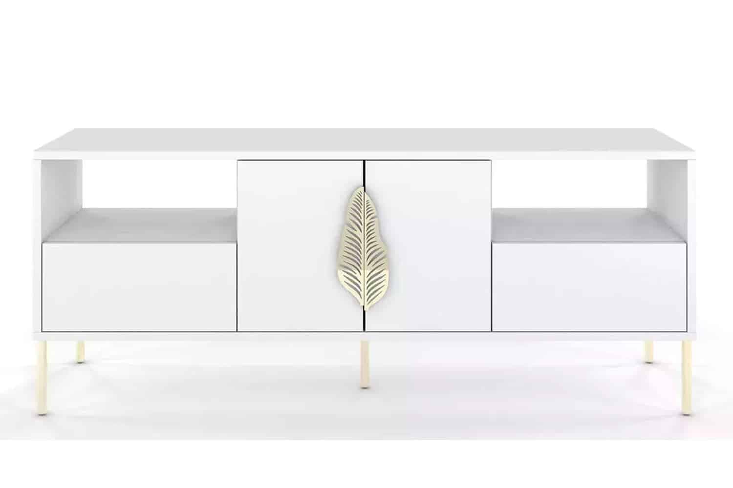 Comodă TV Merlin, Personalizabilă, Accesorii placate cu Aur, 136 x 40 x 60 cm
