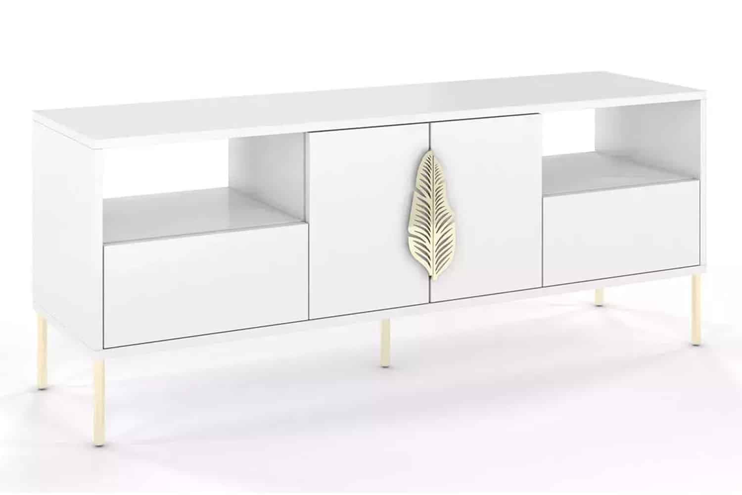 Comodă TV Merlin, Personalizabilă, Accesorii placate cu Aur, 136 x 40 x 60 cm