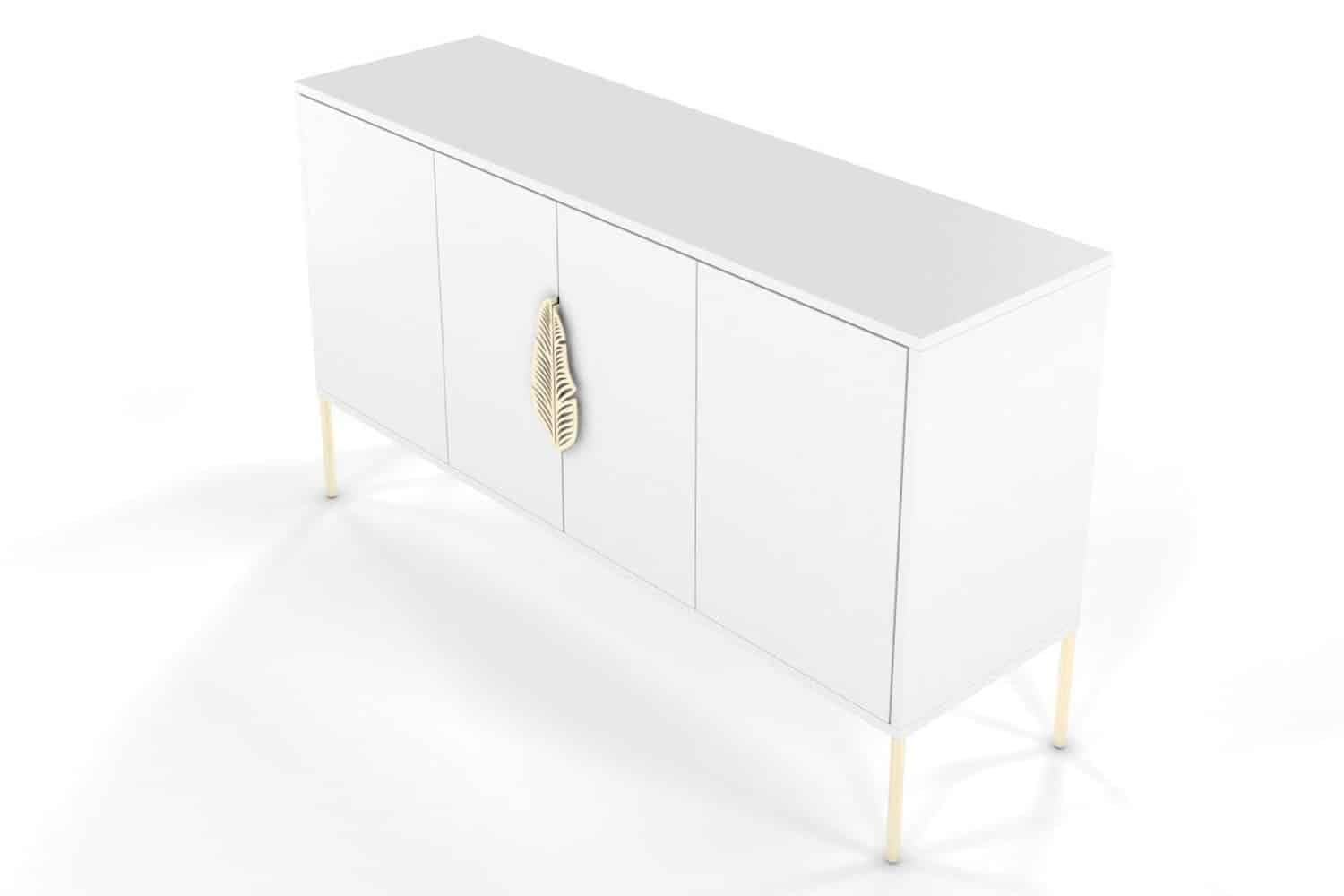 Comodă Merlin, Personalizabilă, Accesorii placate cu Aur, 138 x 40 x 79 cm