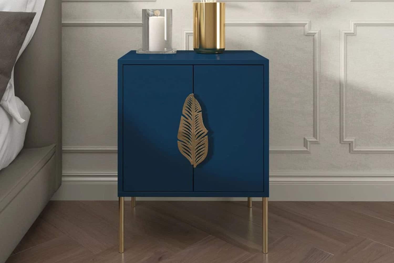 Noptieră Merlin, Personalizabilă, Accesorii placate cu Aur, 54 x 40 x 69 cm din lemn masiv