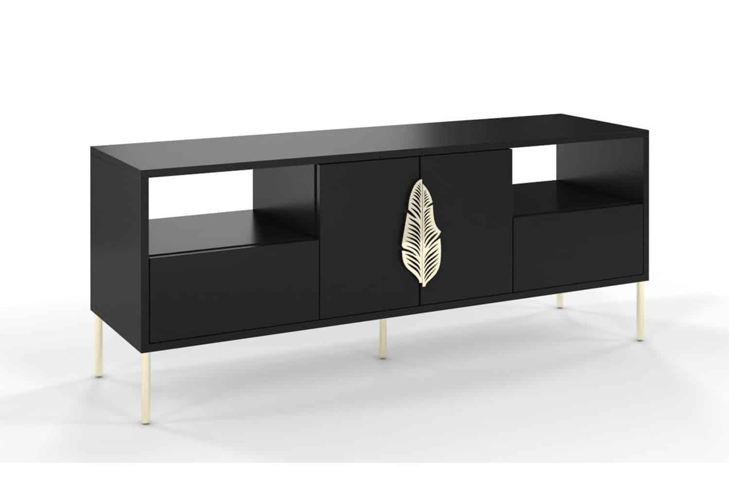 Comodă TV Merlin, Personalizabilă, Accesorii placate cu Aur, 136 x 40 x 60 cm
