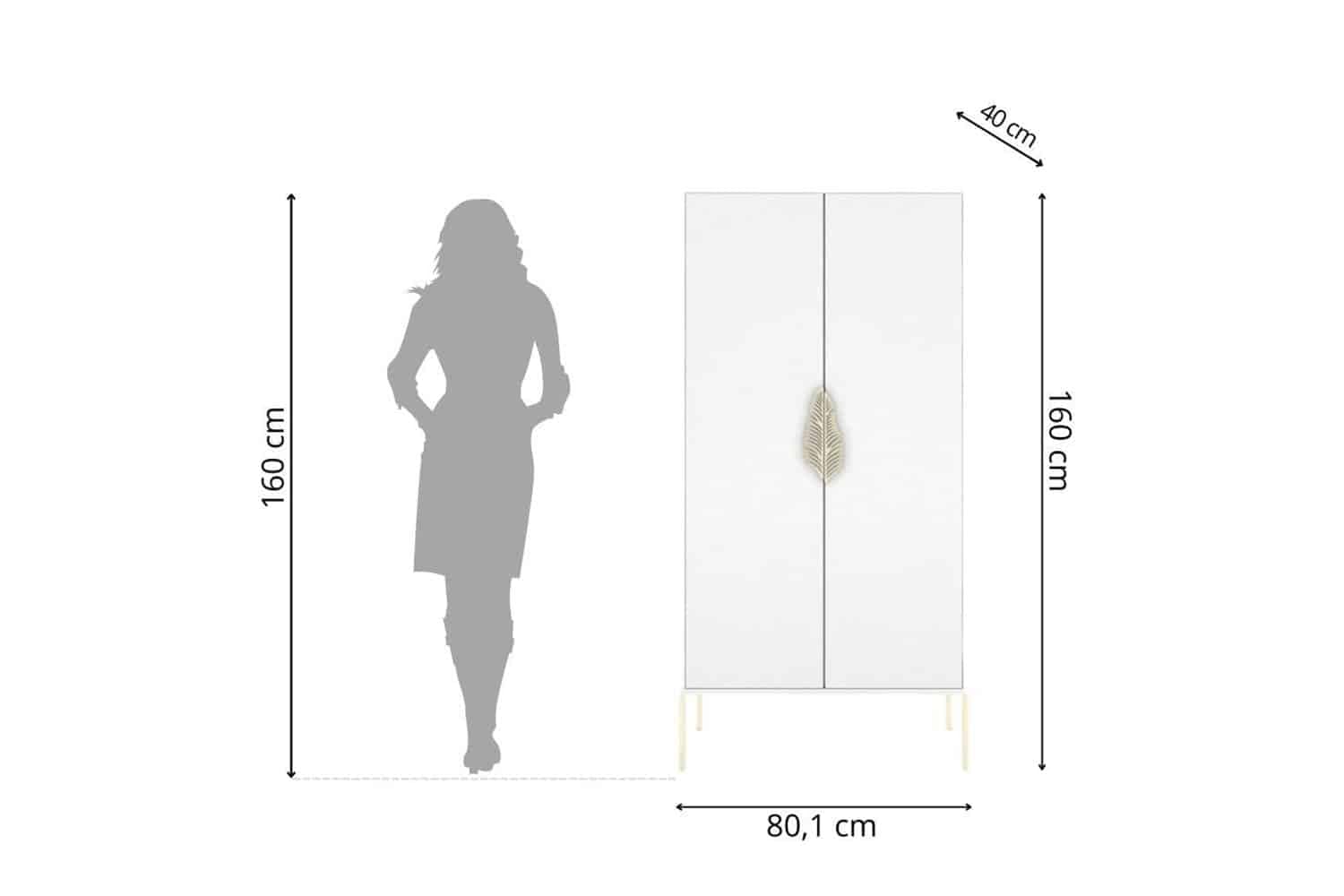 Dulap TV Merlin, Personalizabilă, Accesorii placate cu Aur, 80,1 x 40 x 160 cm