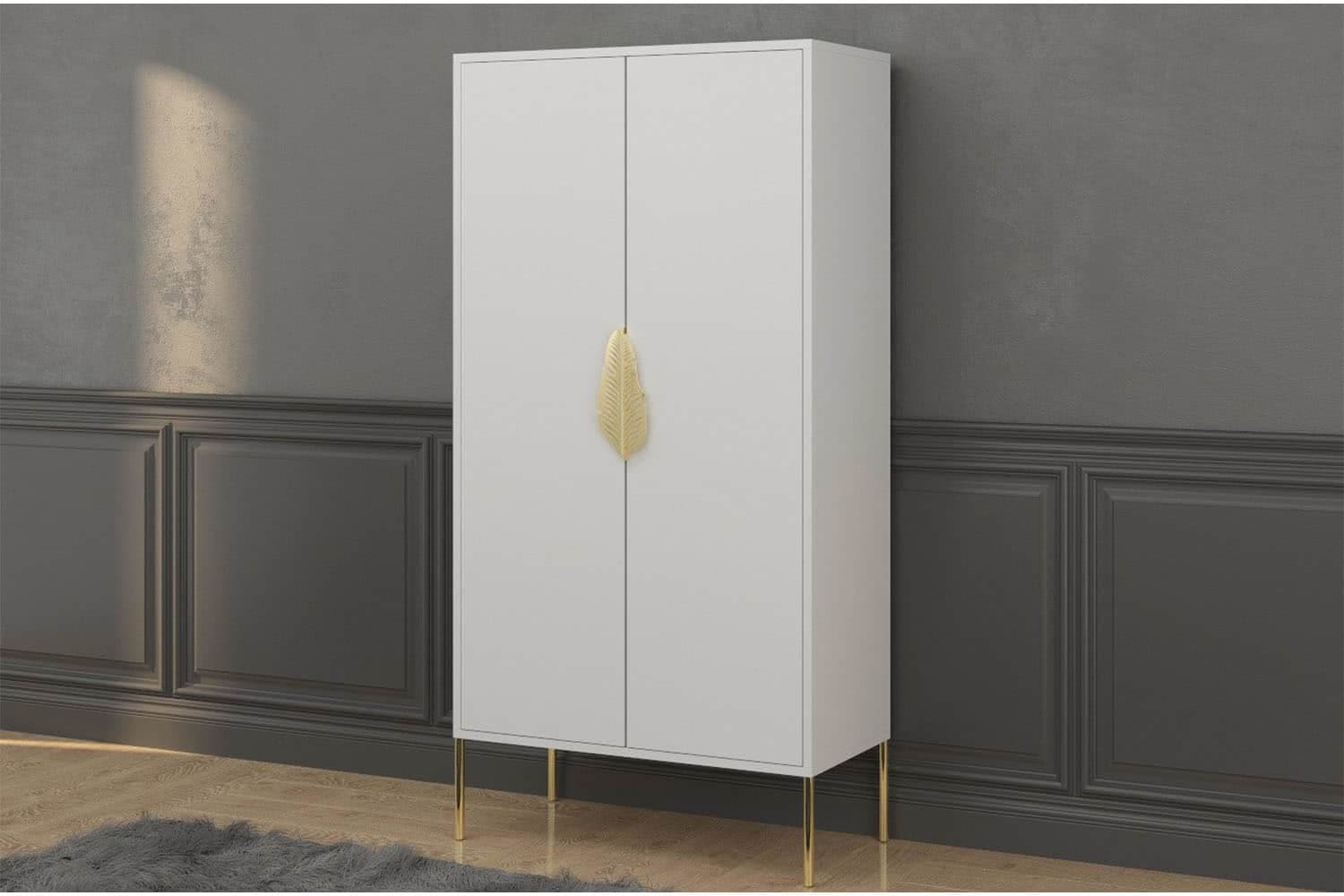 Dulap TV Merlin, Personalizabilă, Accesorii placate cu Aur, 80,1 x 40 x 160 cm