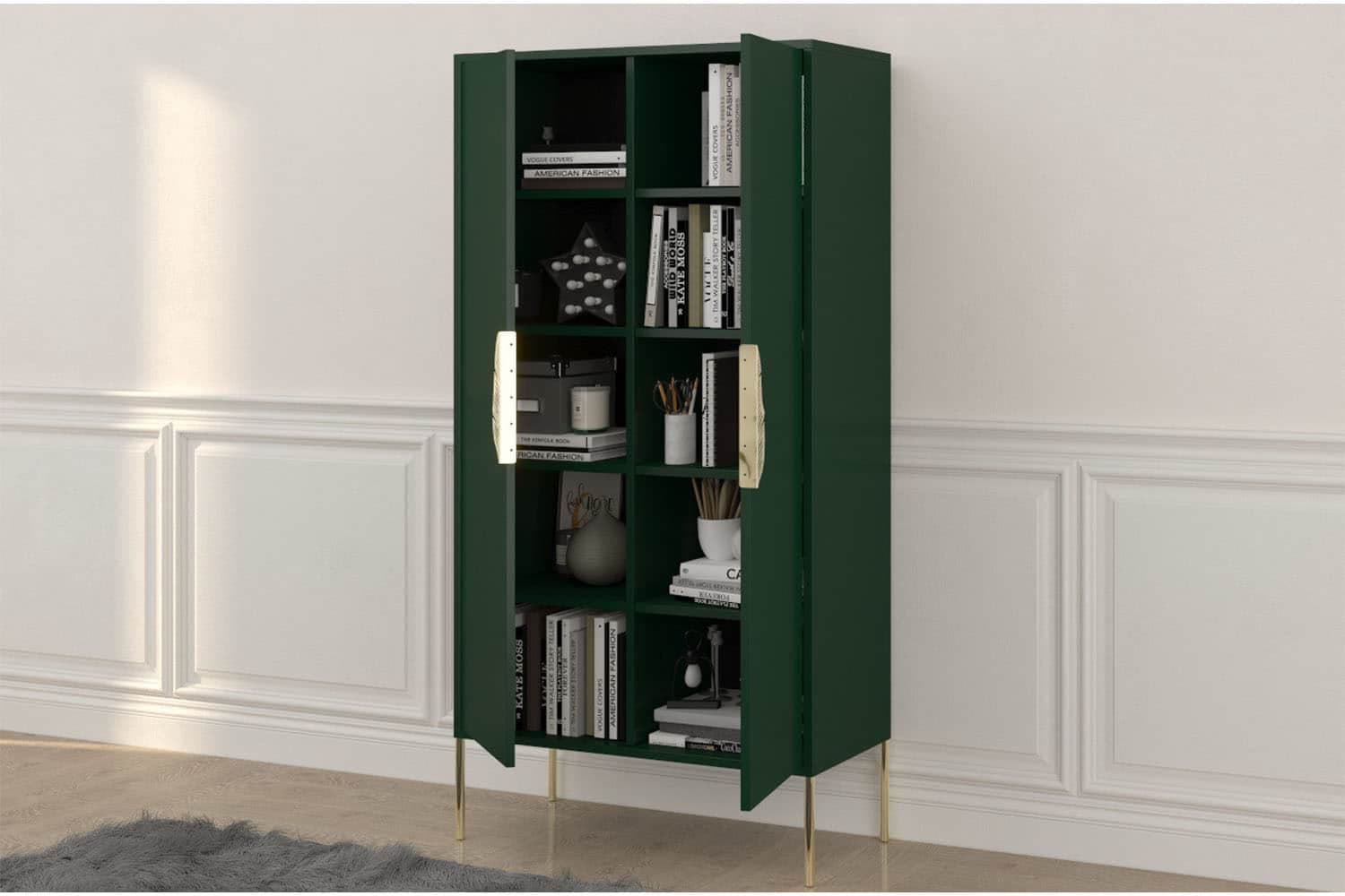 Dulap TV Merlin, Personalizabilă, Accesorii placate cu Aur, 80,1 x 40 x 160 cm