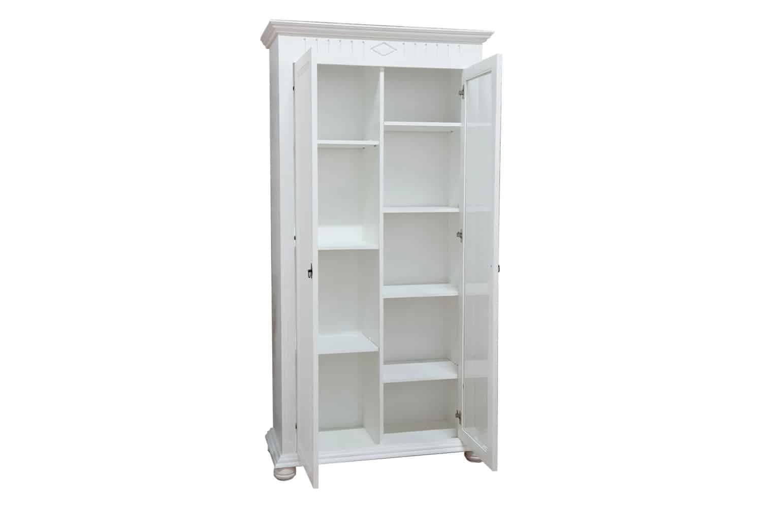 vitrina clara, lemn masiv, alb, 99 x 39 x 195 cm