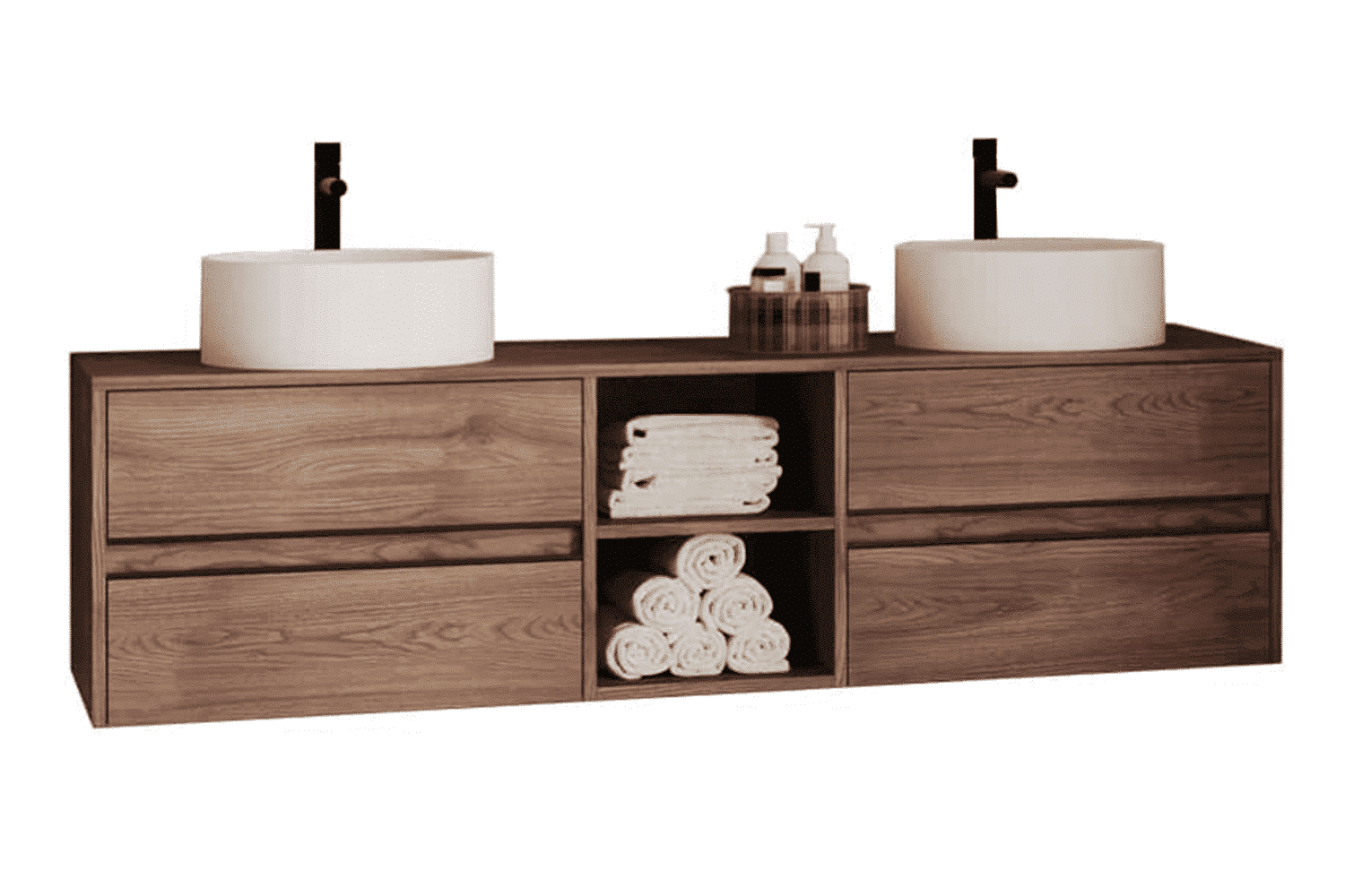 set mobilier baie suspendat noce, 2 lavoare