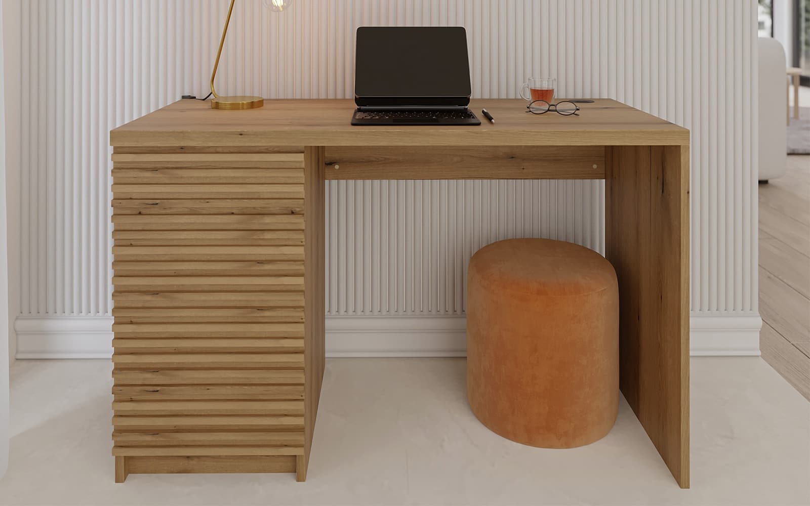birou basko, stejar 120/140x60x75 cm