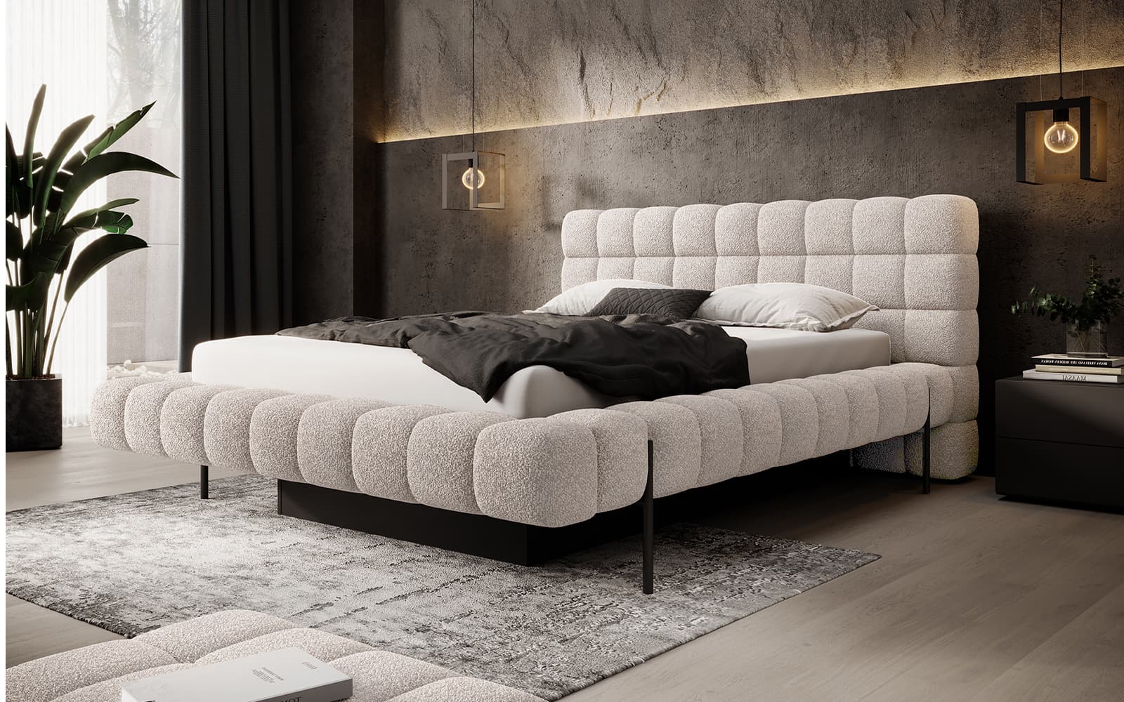 Pat Magentta 180x200, Material Royal 18, Mobarta din lemn masiv