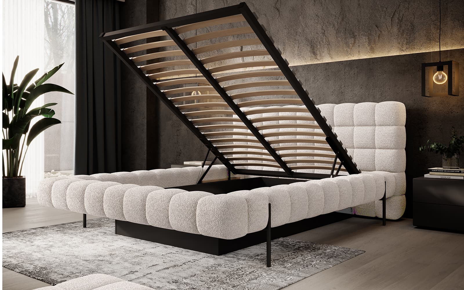 Pat Magentta 180x200, Material Royal 18, Mobarta din lemn masiv