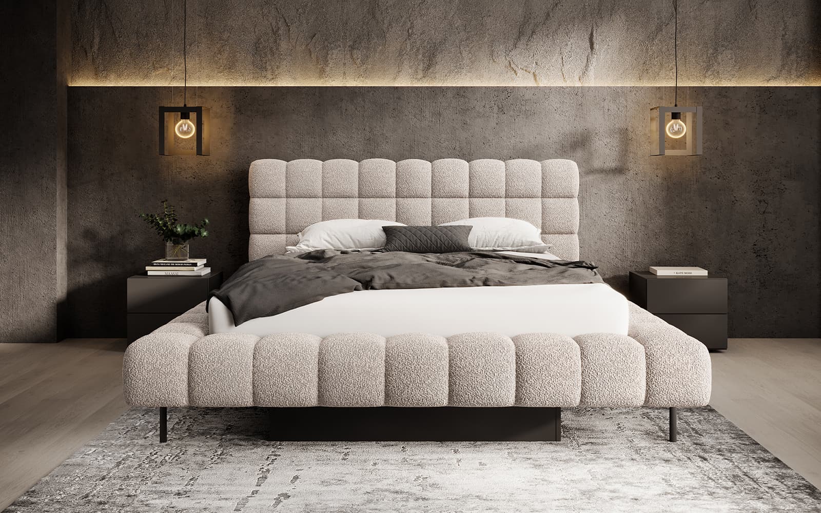 Pat Magentta 180x200, Material Royal 18, Mobarta din lemn masiv