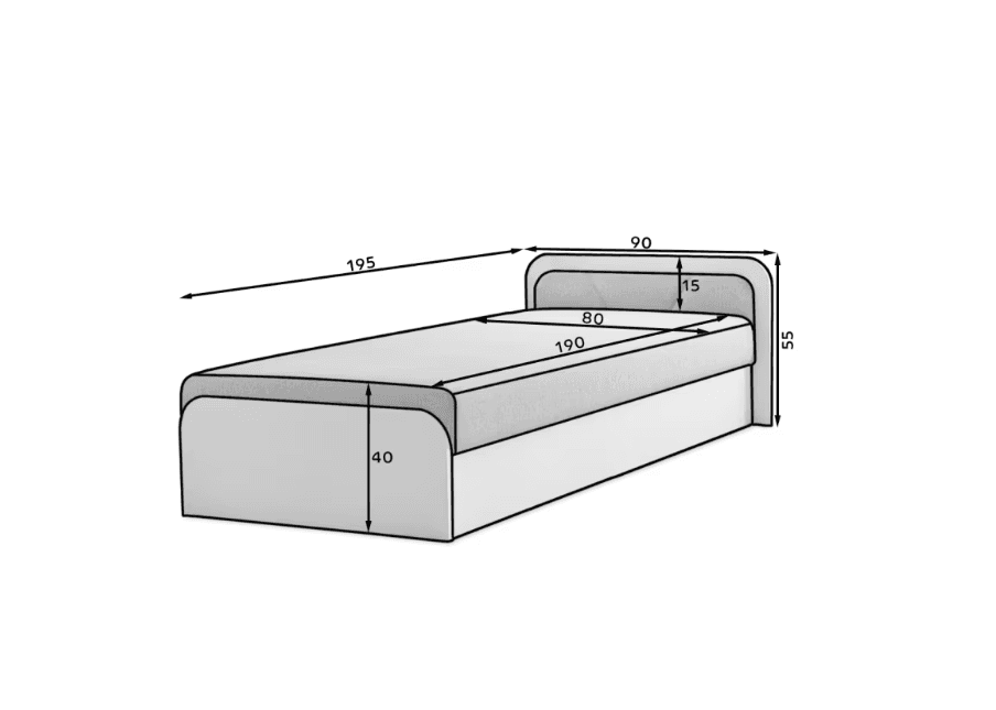 Pat Tapițat Dakota, Personalizabil, 80x190cm din lemn masiv