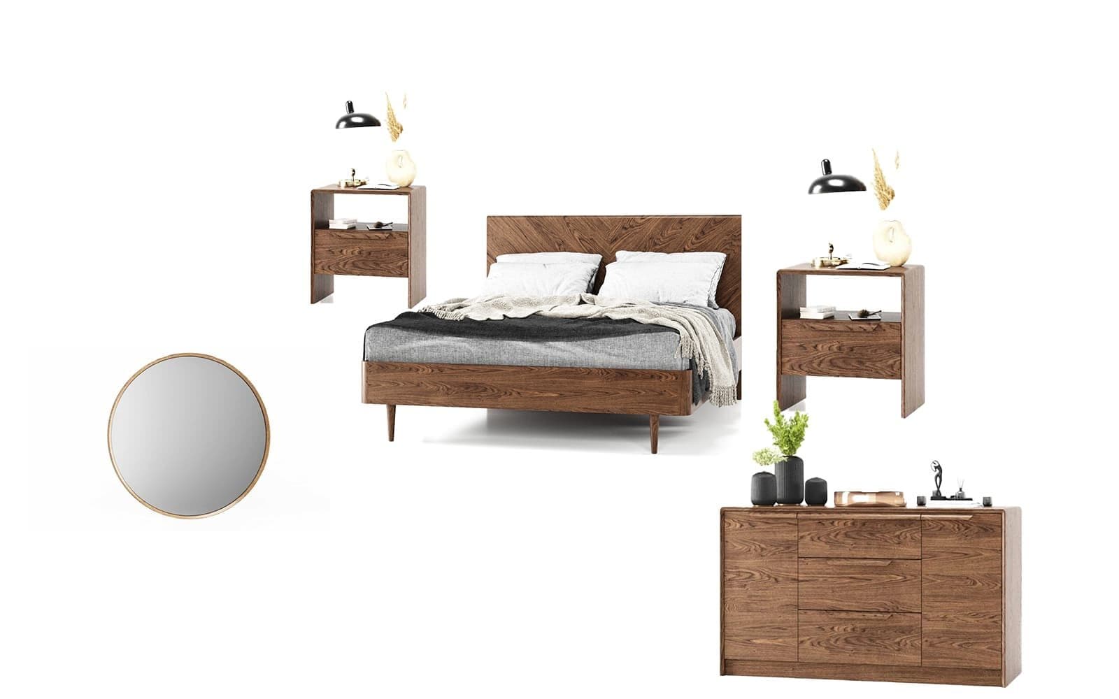 set dormitor bordo, lemn masiv, bordo, nuc
