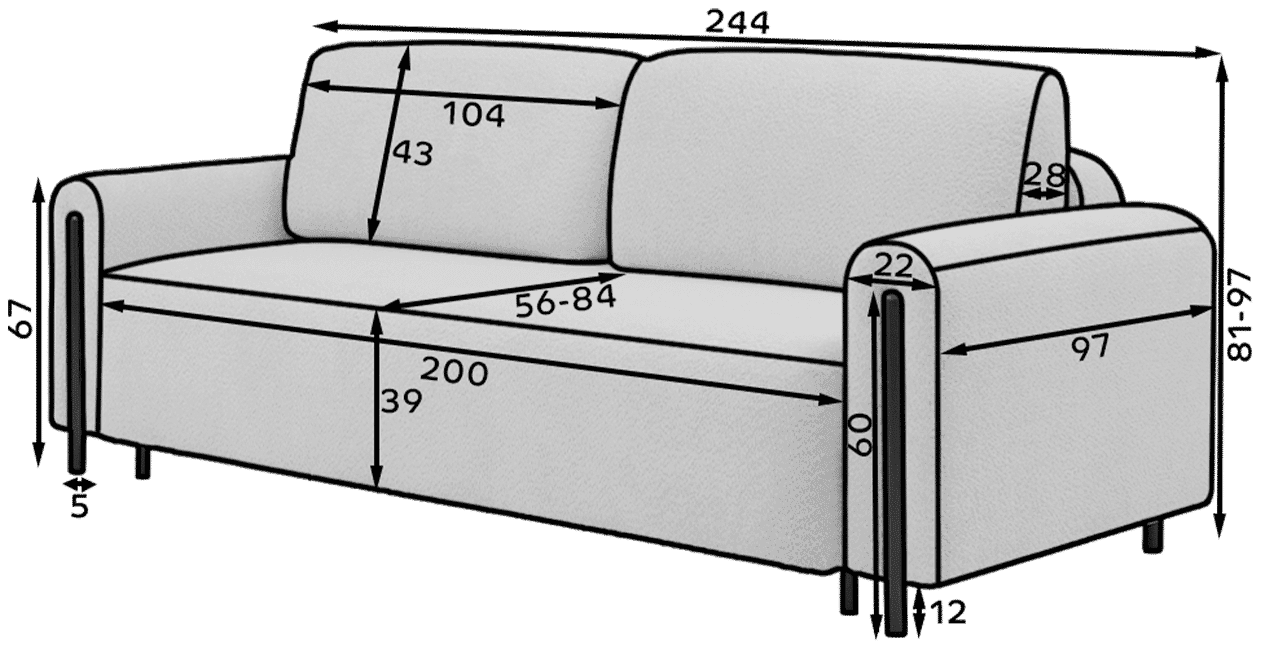 canapea cosmoflex, extensibila, material jaffray 01