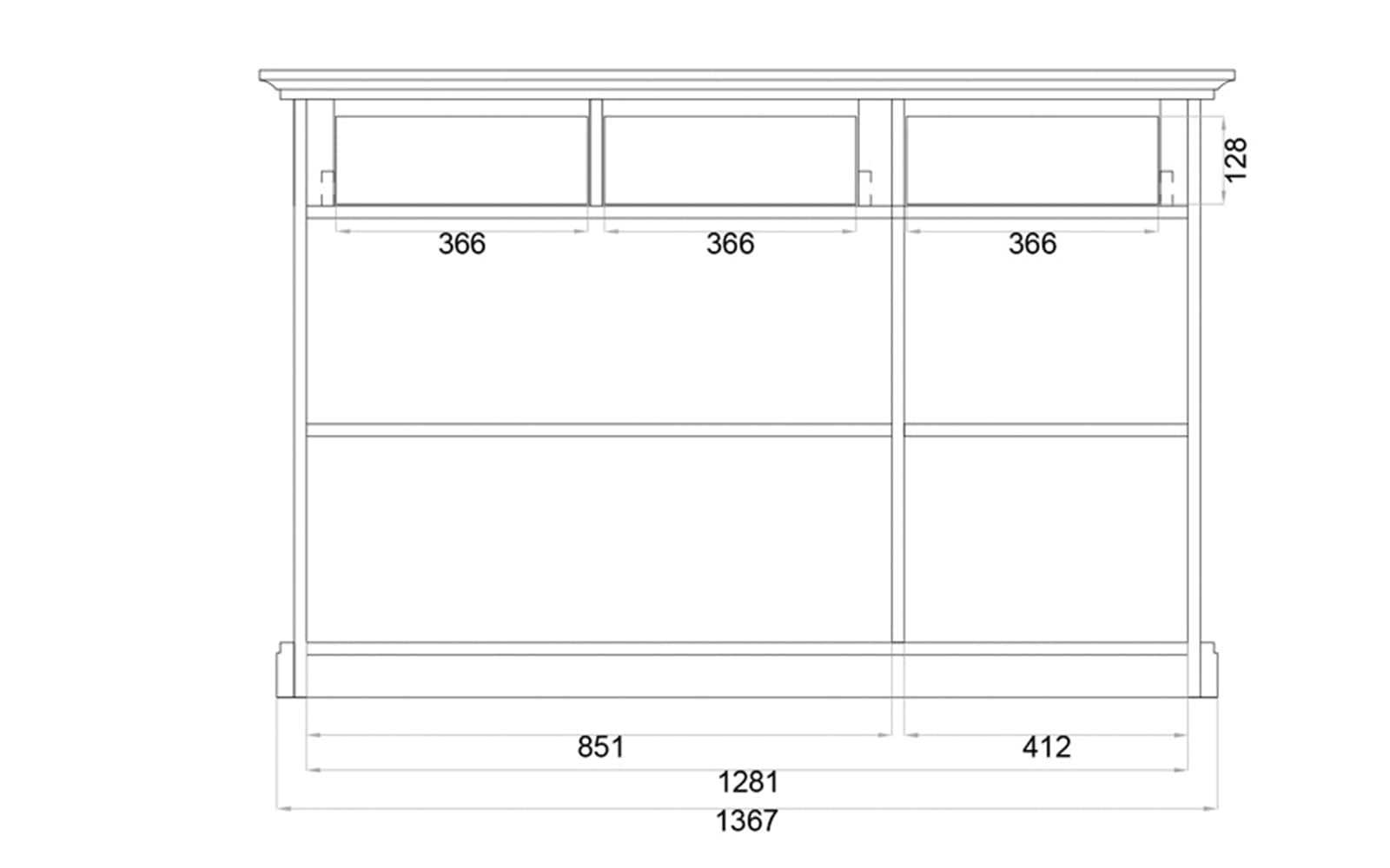 Comoda Rosalia, Lemn Masiv, 142x45x91cm