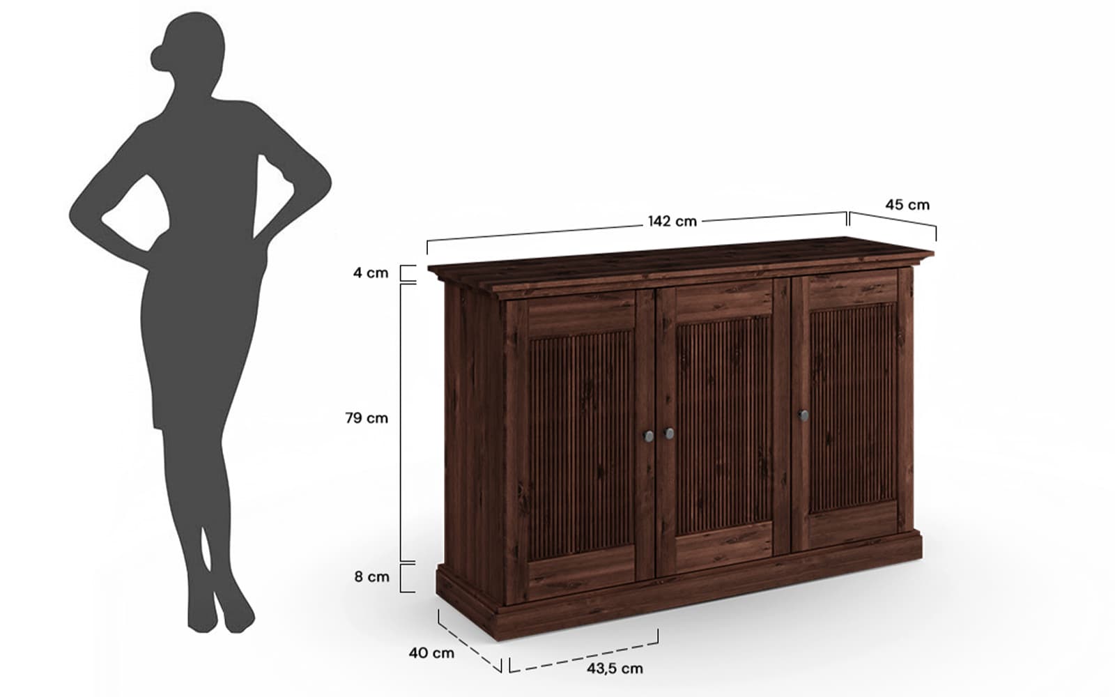 Comoda Rosalia, Lemn Masiv, 142x45x91cm