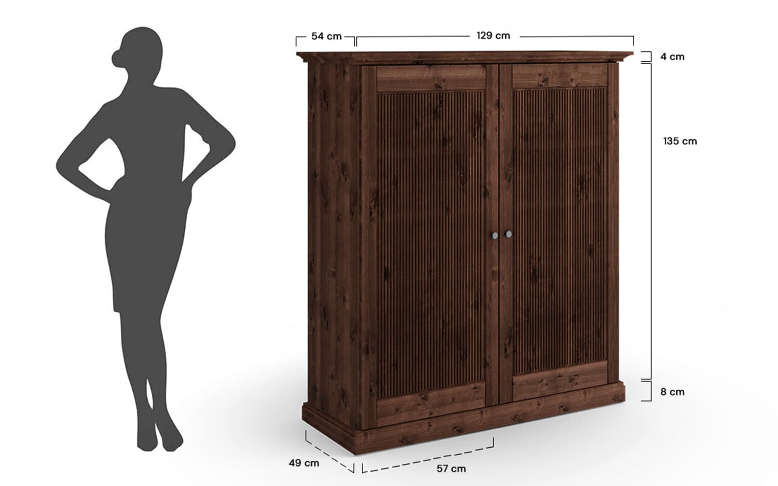 Bufet 2 usi Rosalia, Lemn Masiv, 129x54x147cm
