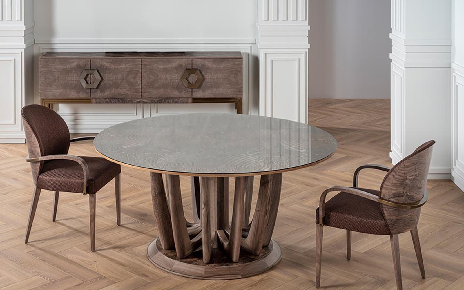 Masa Tropicana Rotunda, Ø 176 cm x 75 cm din lemn masiv