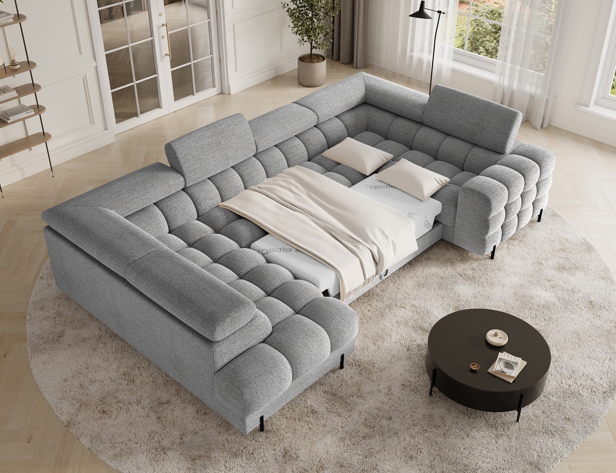 Colțar Formă U, Extensibil Factory, 346x205cm, Personalizabil