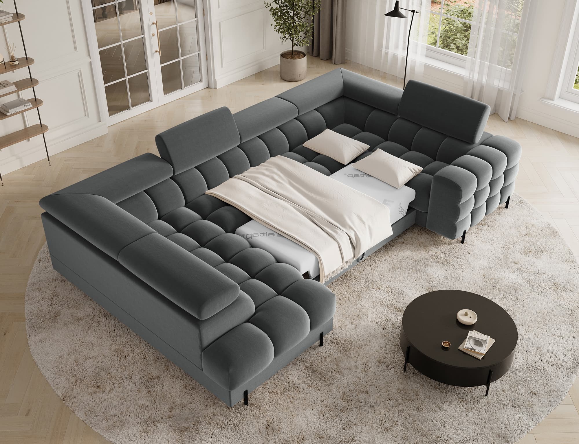 Colțar Formă U, Extensibil Factory, 346x205cm, Personalizabil