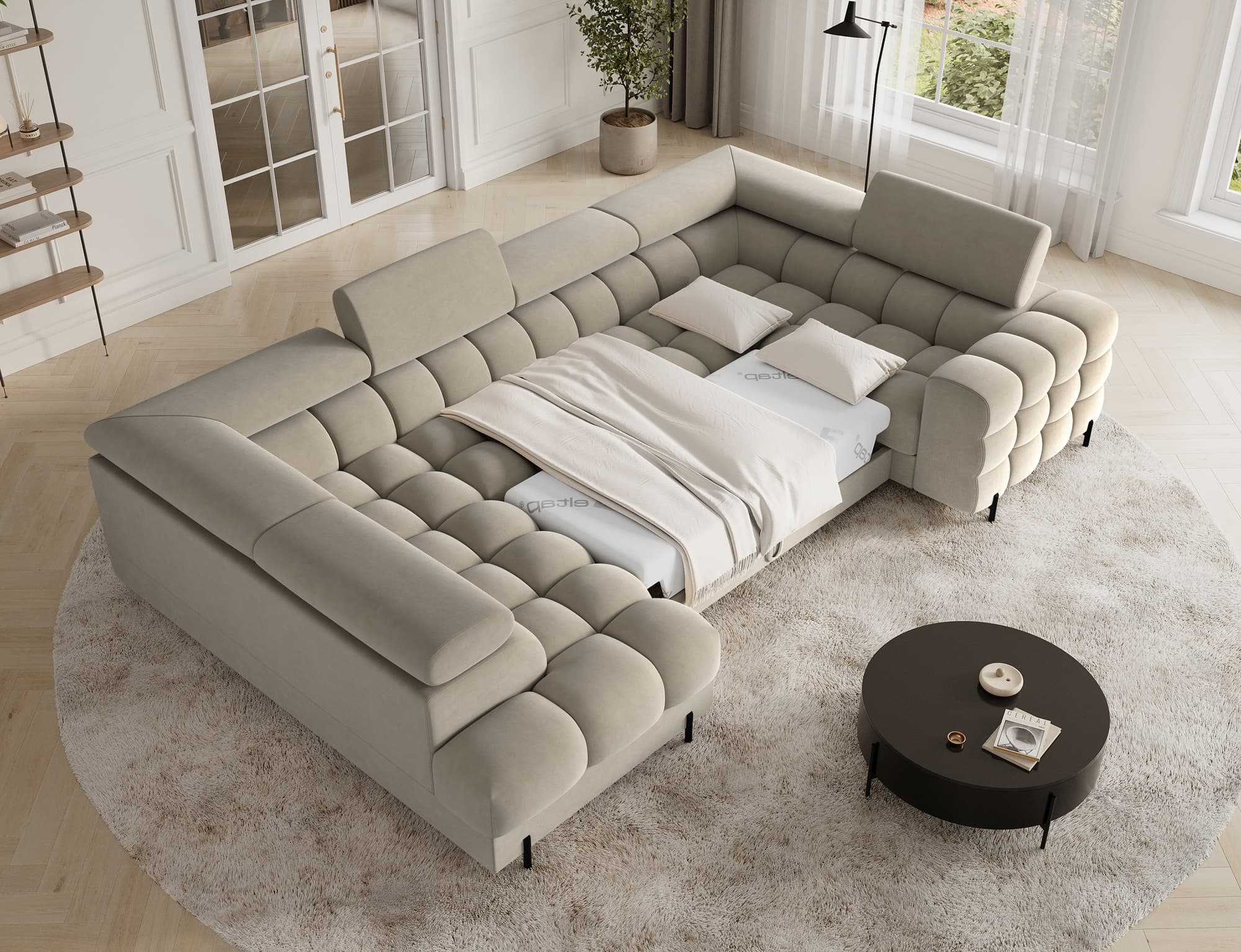 Colțar Formă U, Extensibil Factory, 346x205cm, Personalizabil
