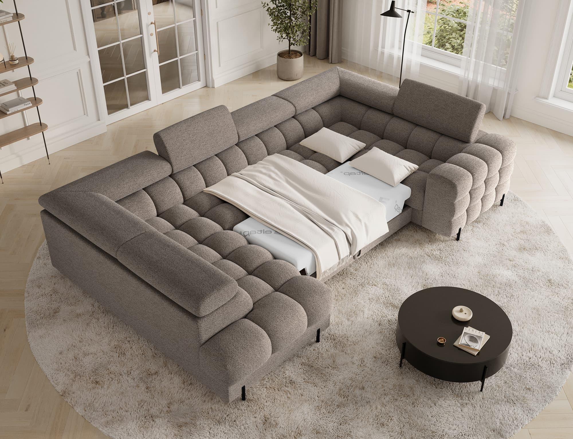 Colțar Formă U, Extensibil Factory, 346x205cm, Personalizabil