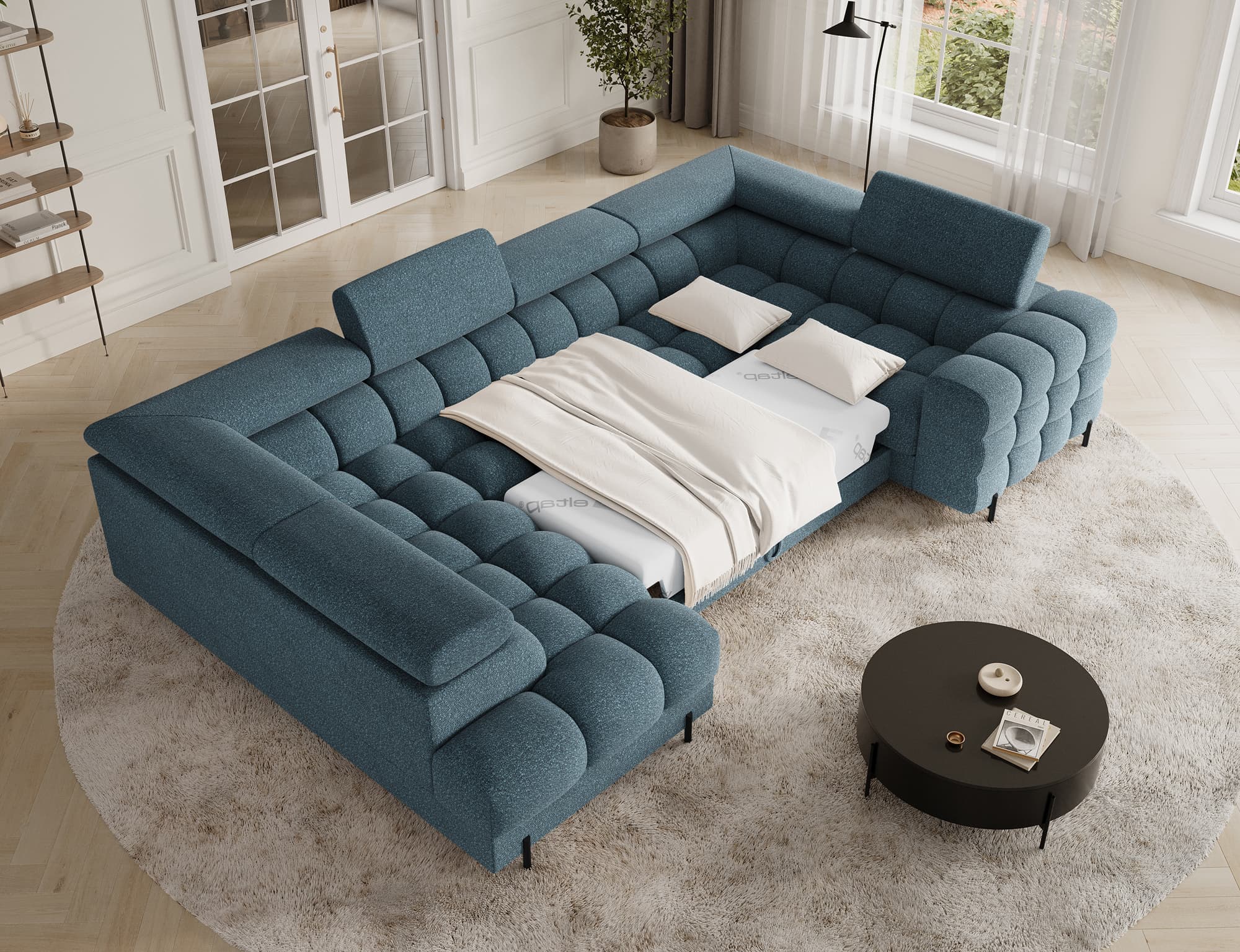 Colțar Formă U, Extensibil Factory, 346x205cm, Personalizabil
