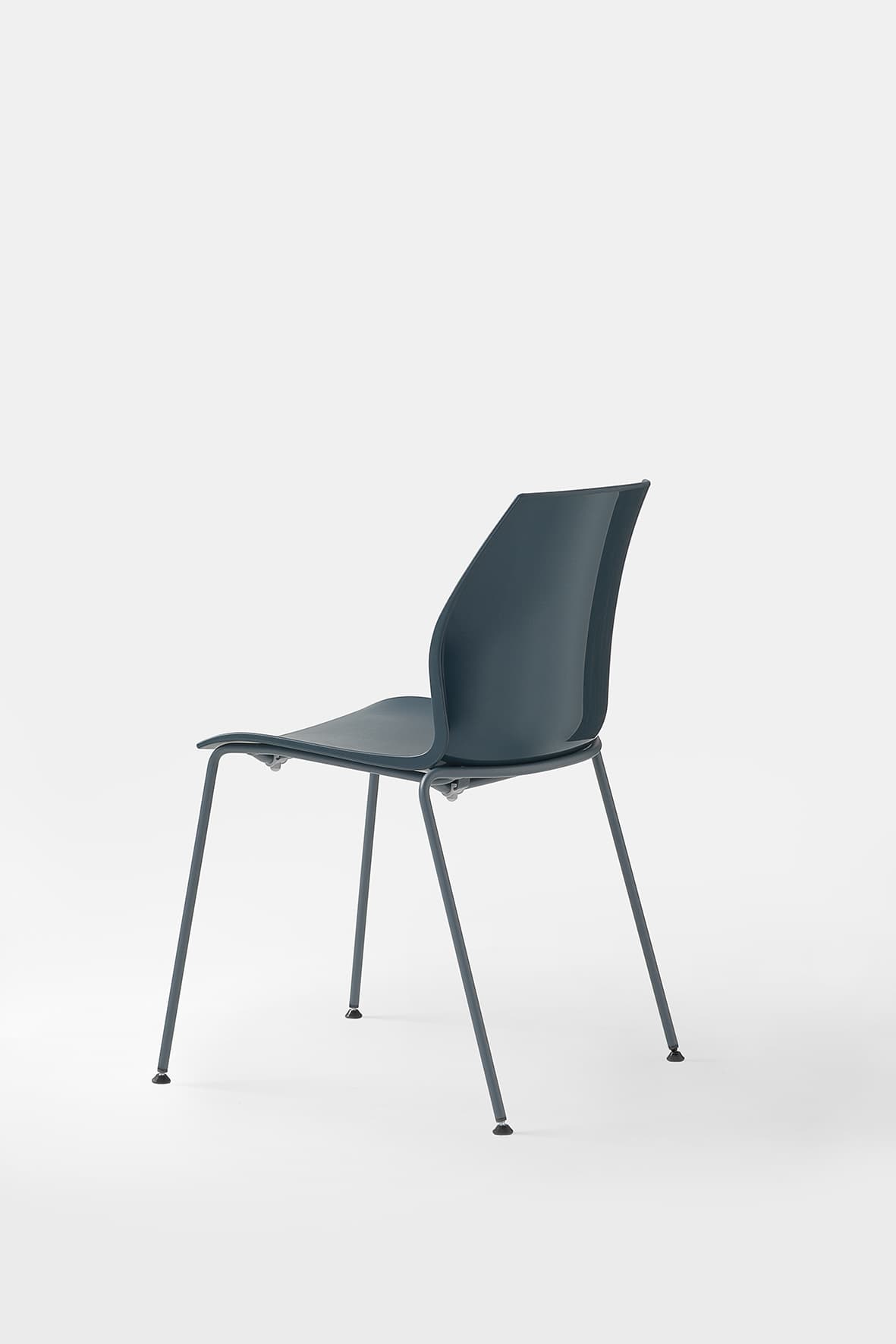 Scaun Kalea cadru fix cu 4 picioare din otel, 52x80x46 cm din lemn masiv