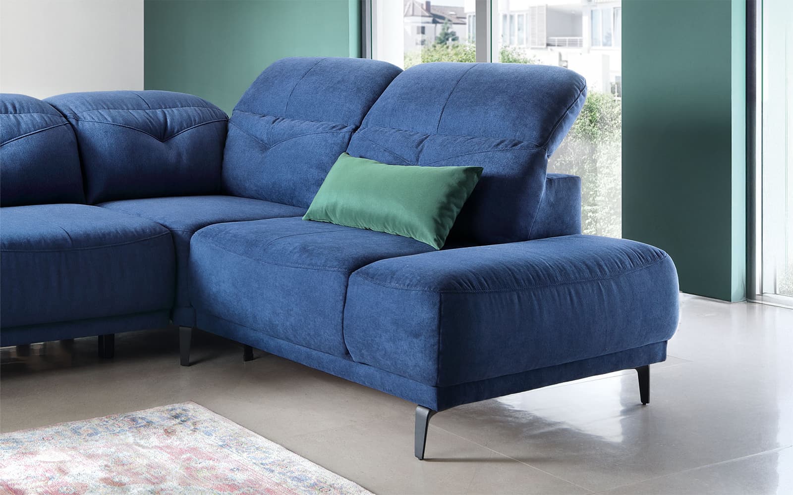 Colțar extensibil SANDRA, 265×82/104×210 cm din lemn masiv