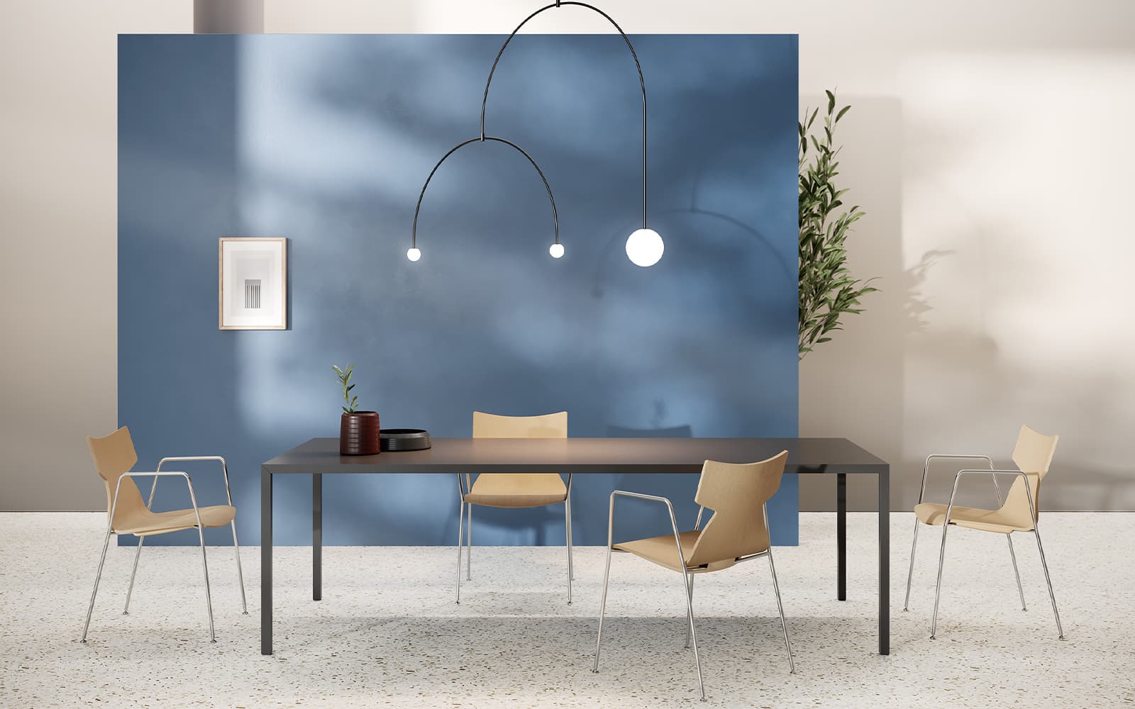 Kimbox Wood – Scaun fix cu 4 picioare si brate