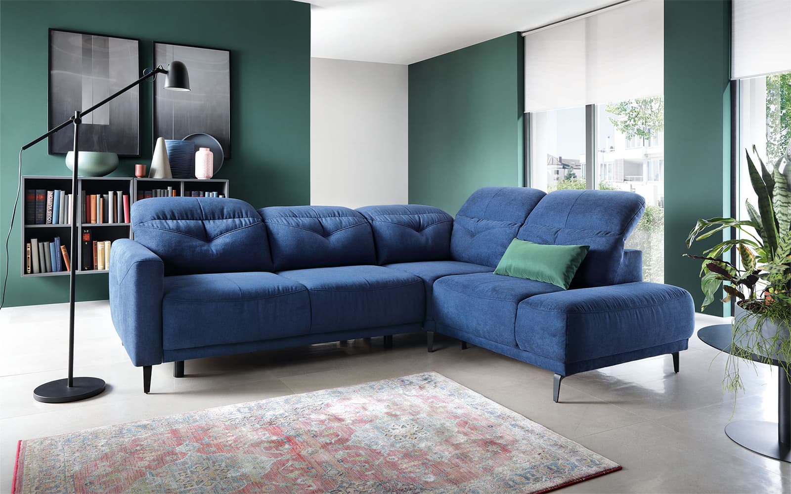 Colțar extensibil SANDRA, 265×82/104×210 cm din lemn masiv
