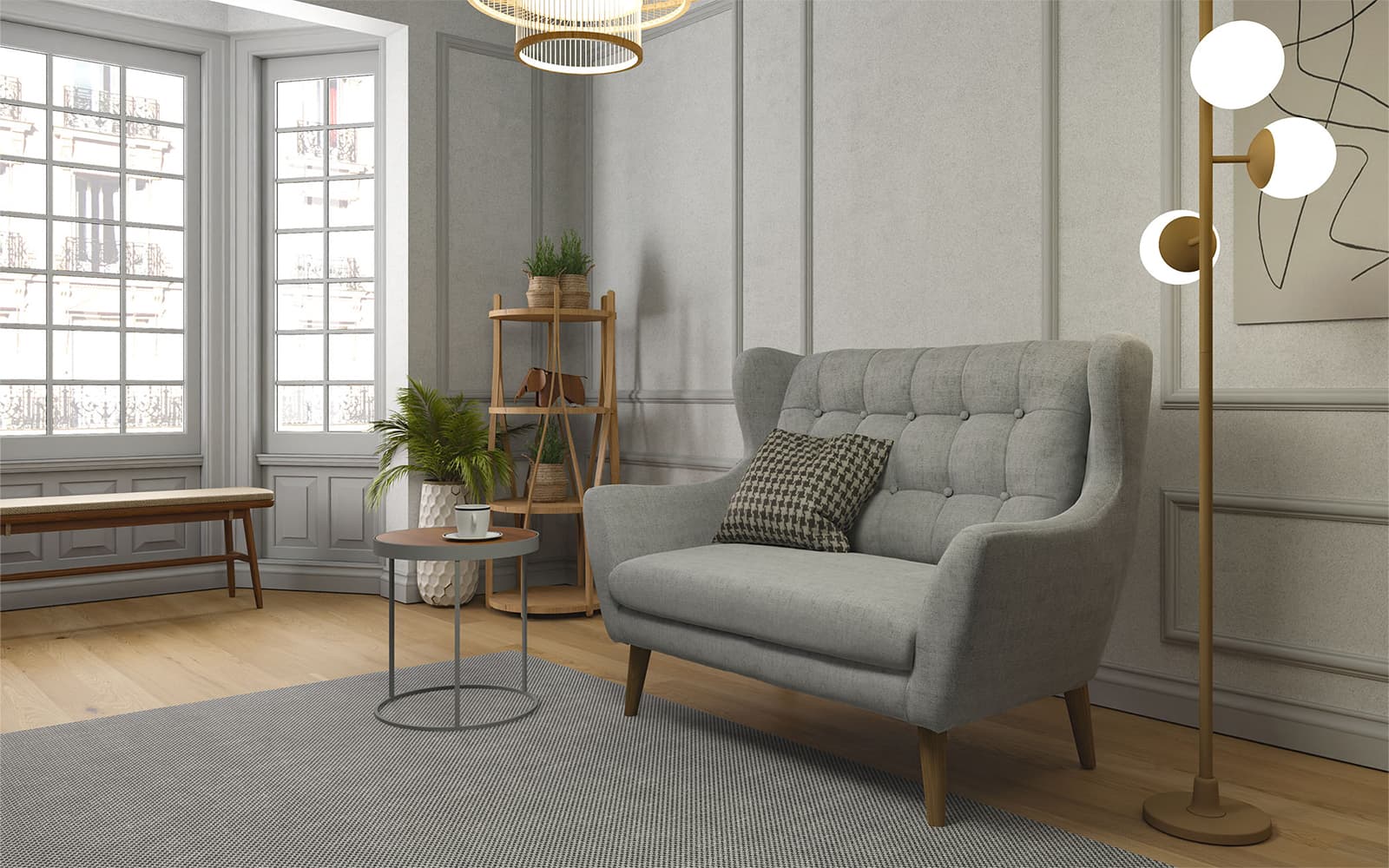Canapea HENRY, 144×107×94 cm din lemn masiv