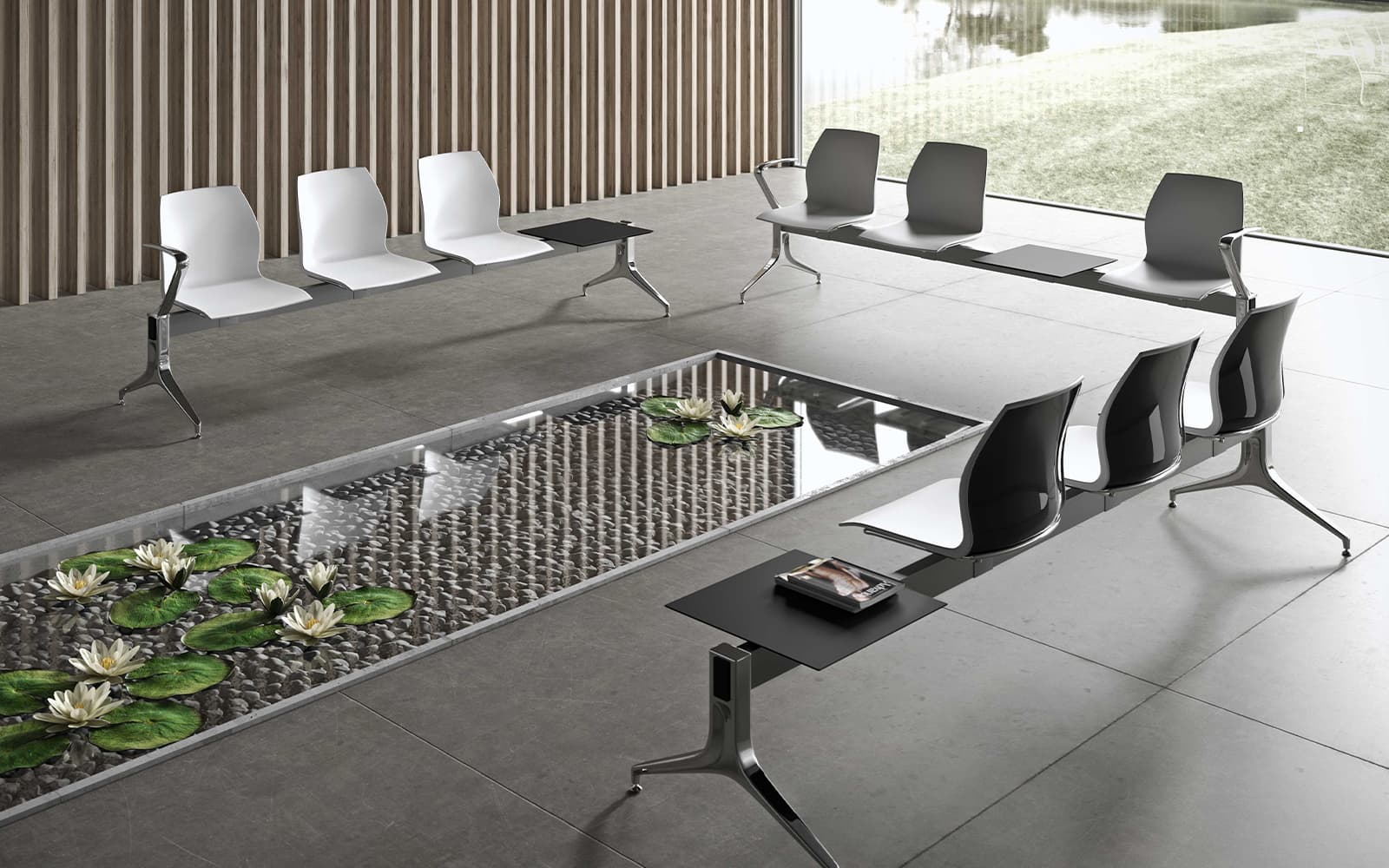 Kalea Bench - banca de asteptare 3 scaune din lemn masiv