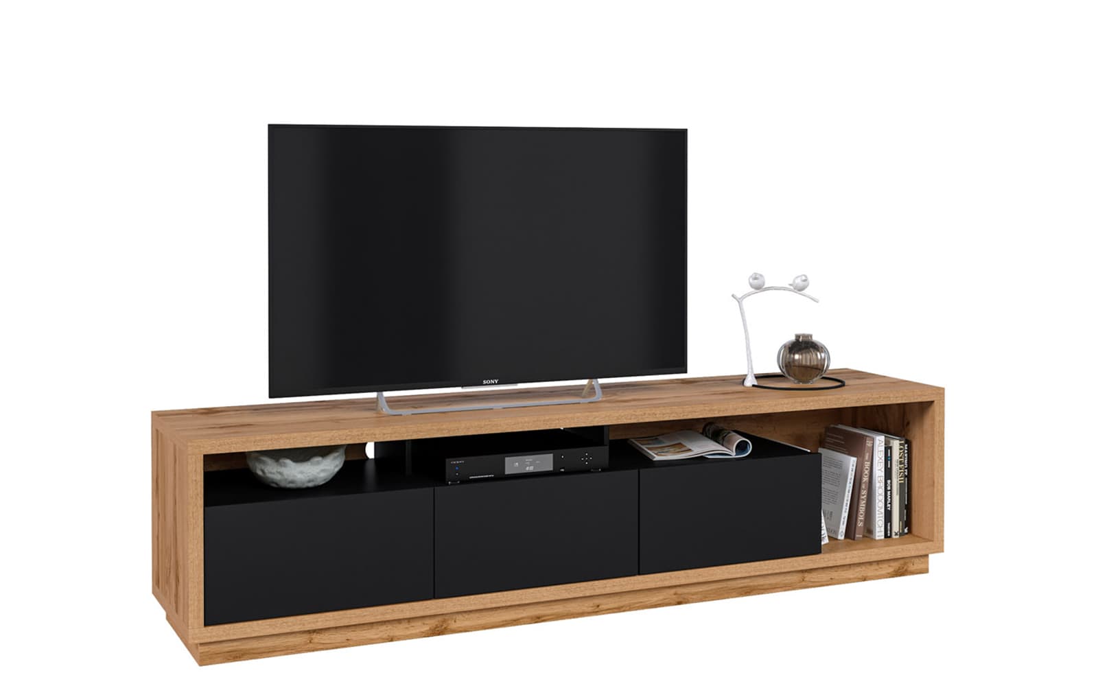 Comodă Livento TV, 200×50×45 cm din lemn masiv