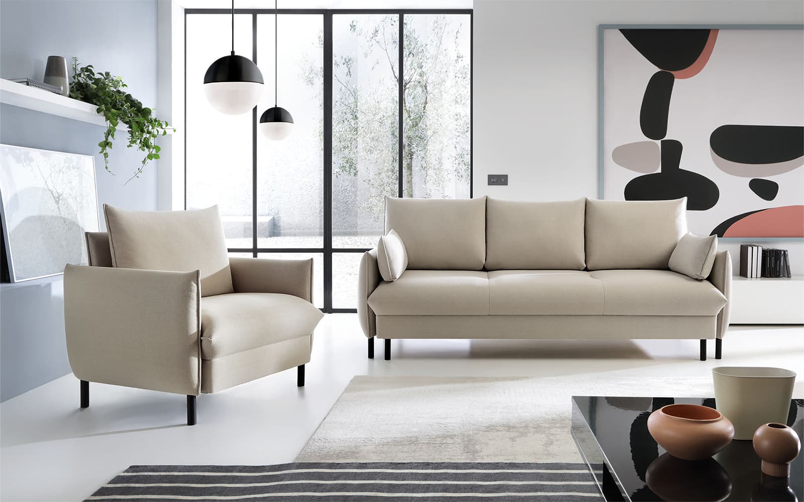 Canapea Nesto, 225×97×100 cm din lemn masiv