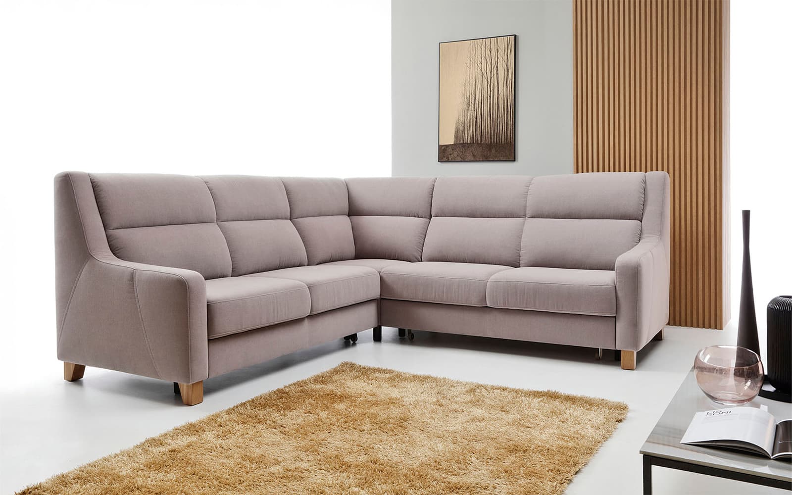 Colțar WAY extensibil, 240×101×240 cm din lemn masiv
