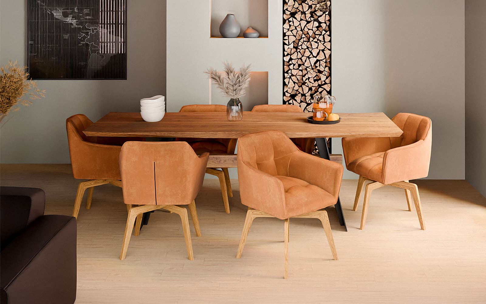 Scaun SILLA, 62×83×63 cm din lemn masiv