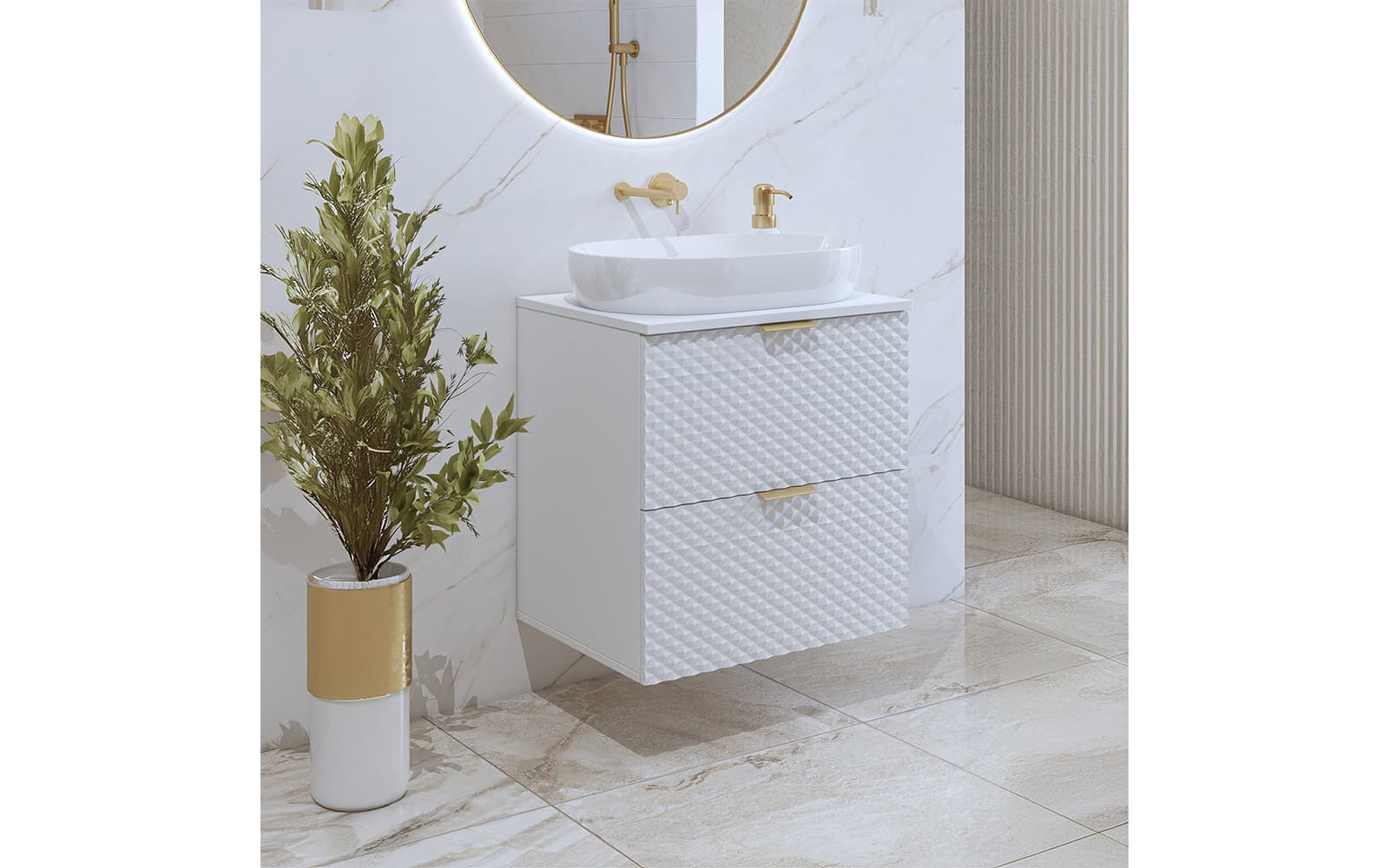Corp de baie cu 2 sertare Liora, 60×63×49 cm