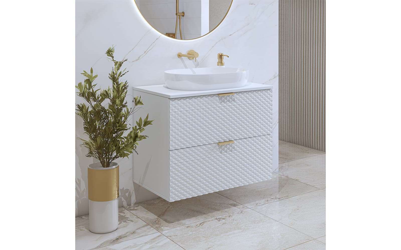 Corp de baie cu 2 sertare Liora, 80×63×49 cm din lemn masiv