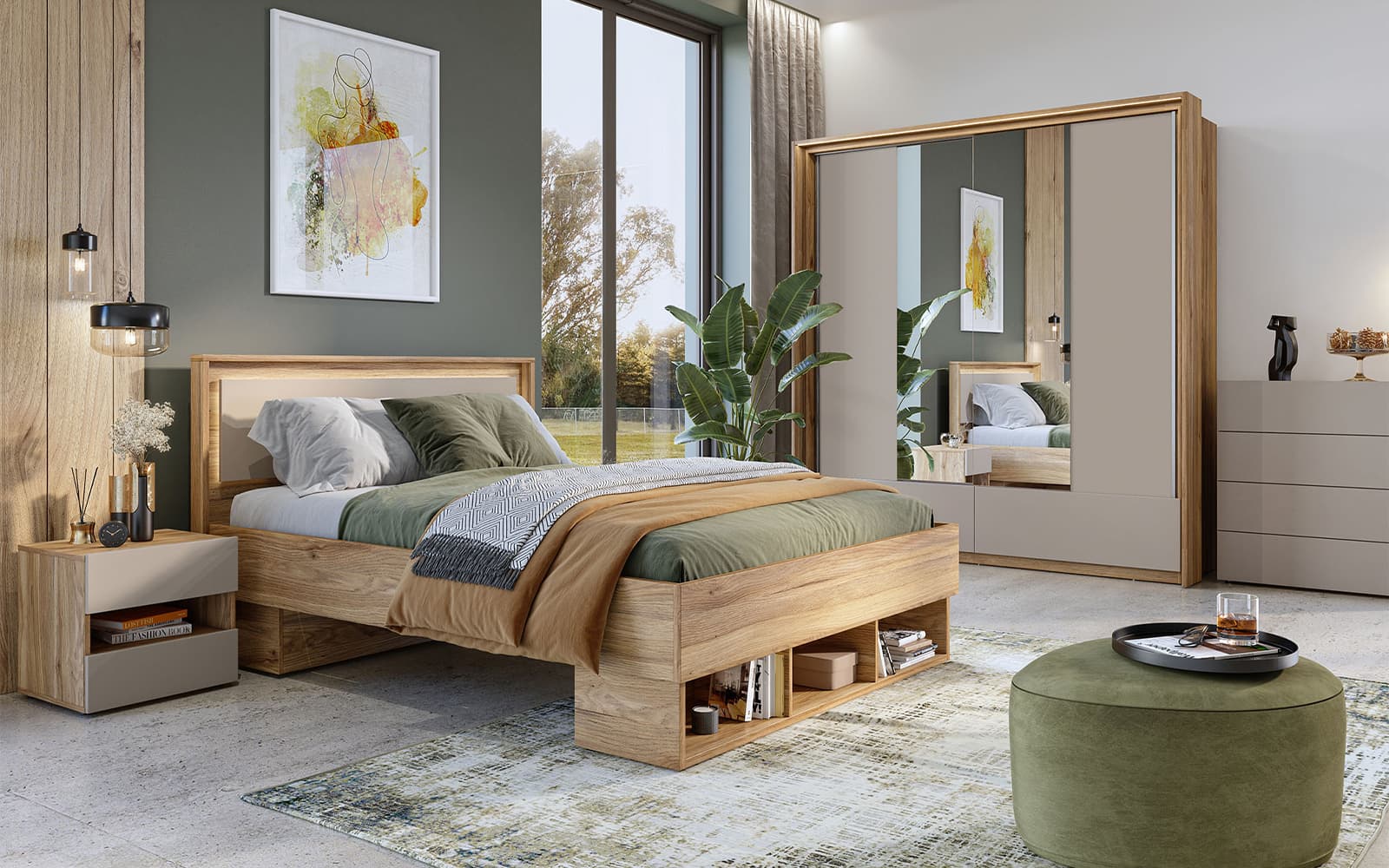 Dulap Eleganza, 209×219×63 cm din lemn masiv