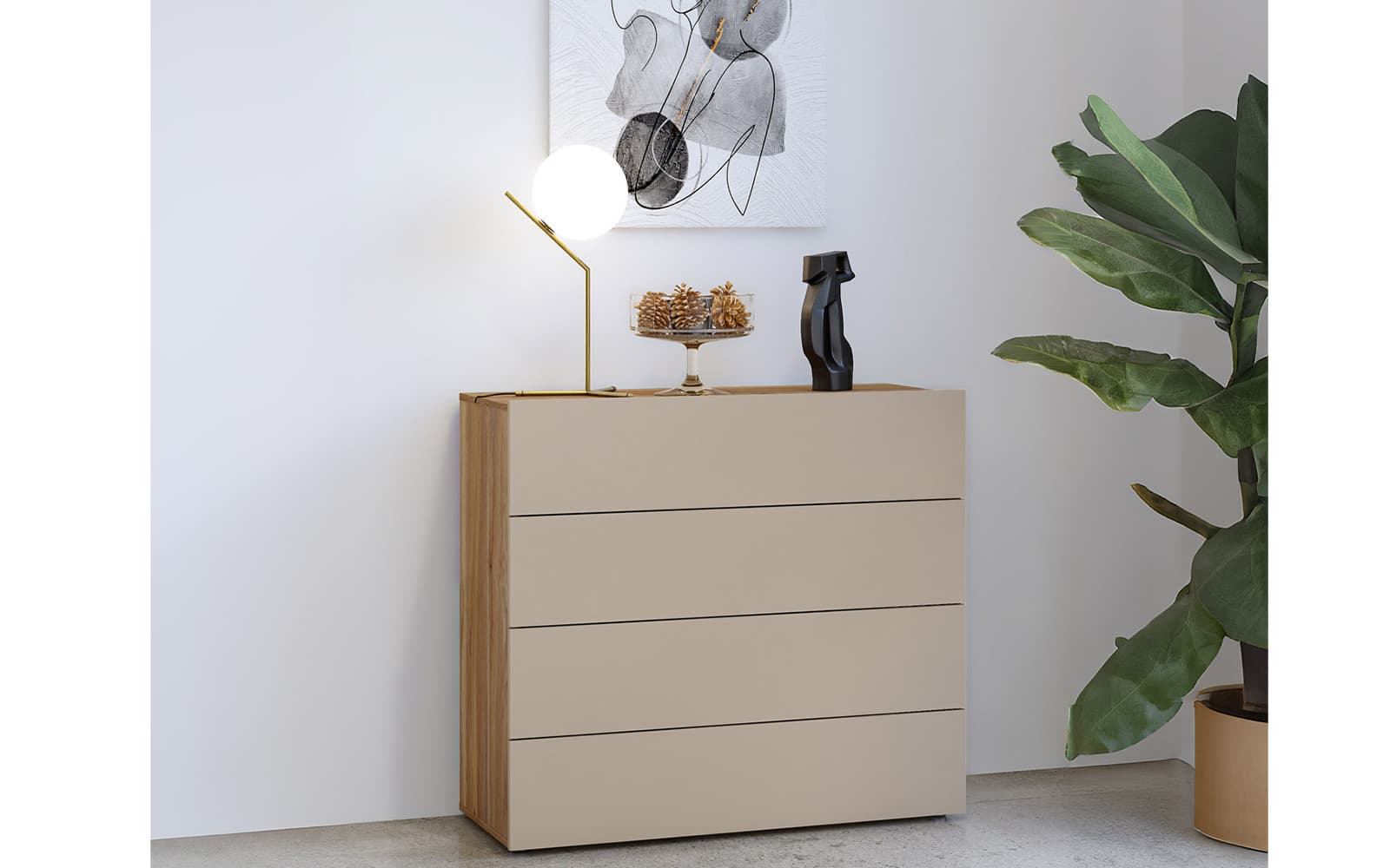 Comodă Eleganza, 100×91×41 cm din lemn masiv