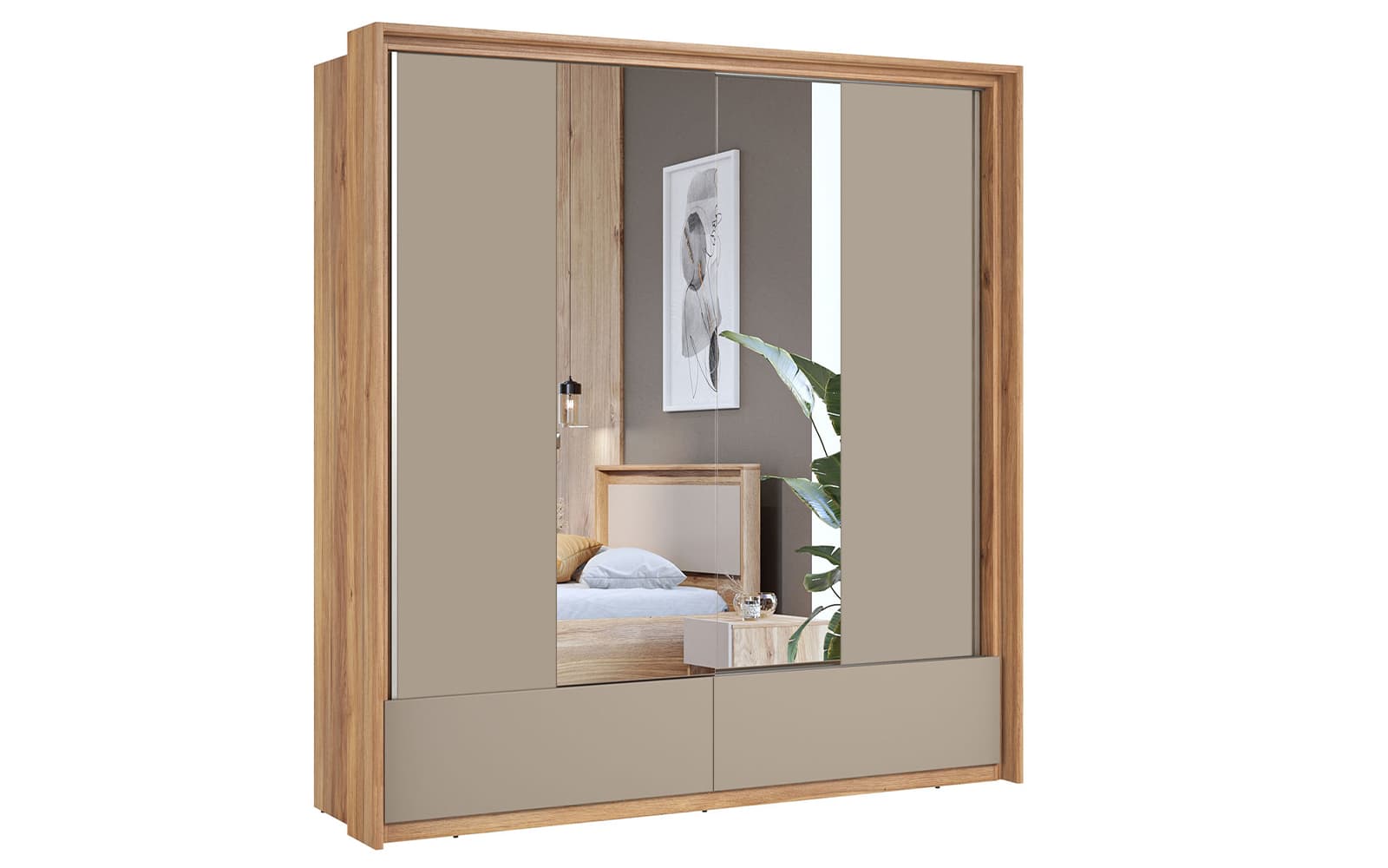 Dulap Eleganza, 209×219×63 cm din lemn masiv