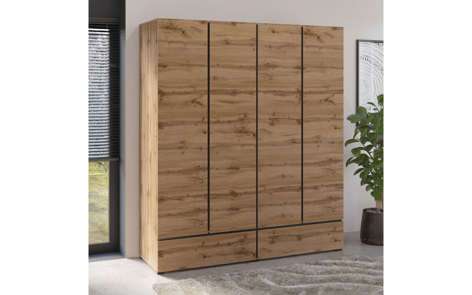 Dulap Orion, 180×210×60 cm din lemn masiv